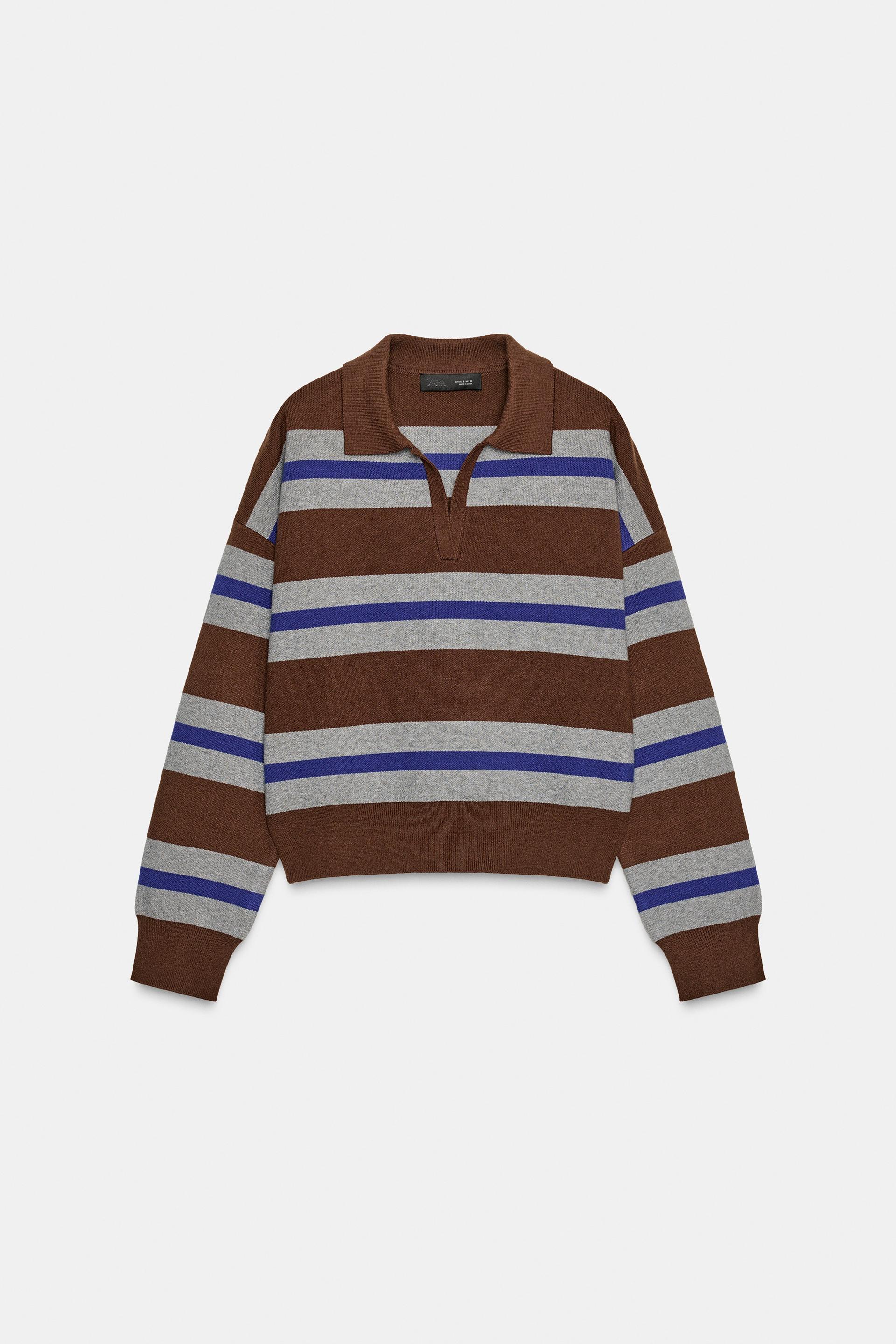 STRIPED POLO SWEATER by ZARA