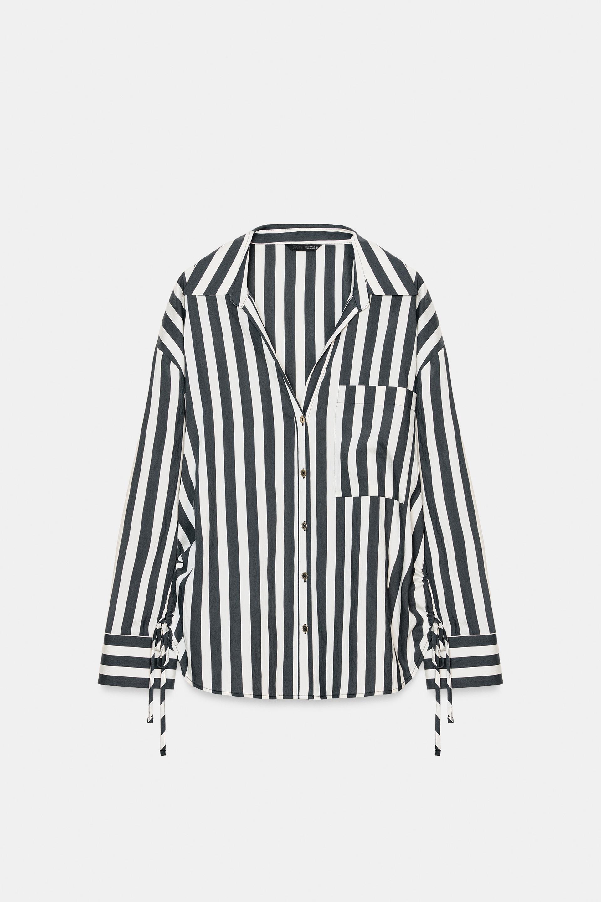 STRIPED SHIRT WITH SIDE LACES by ZARA