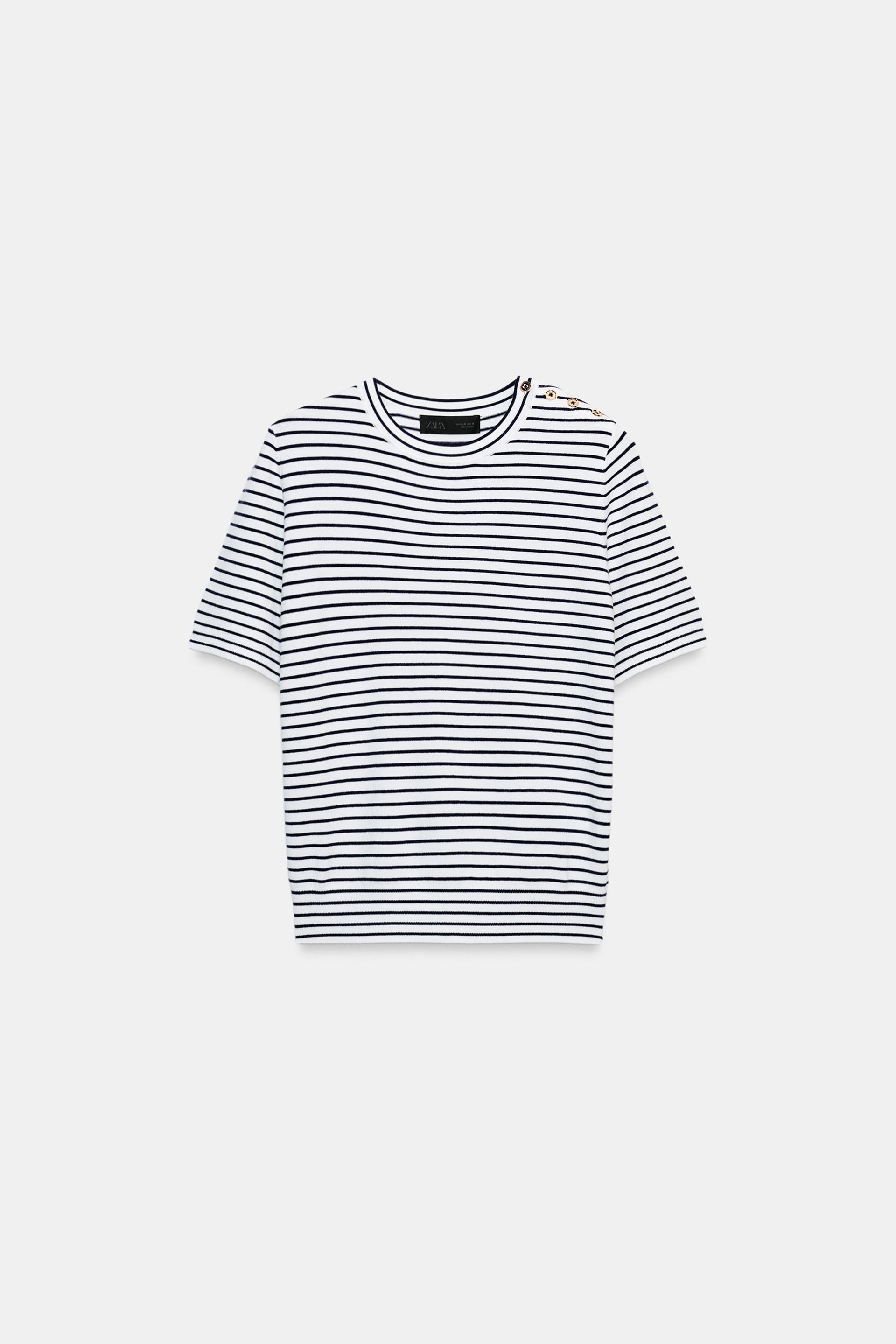 STRIPED SHORT SLEEVE KNIT JUMPER by ZARA