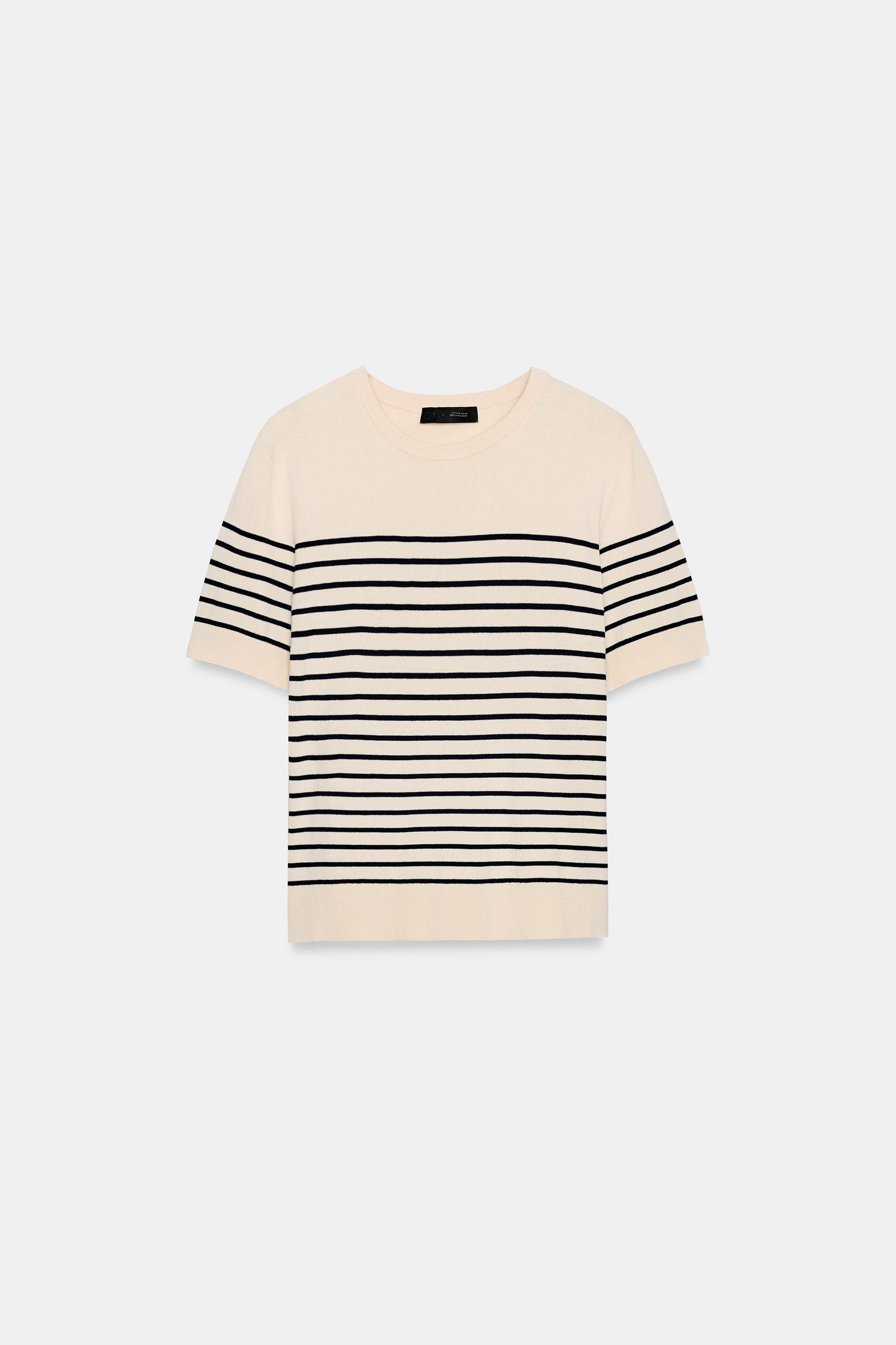 STRIPED SHORT SLEEVE KNIT JUMPER by ZARA
