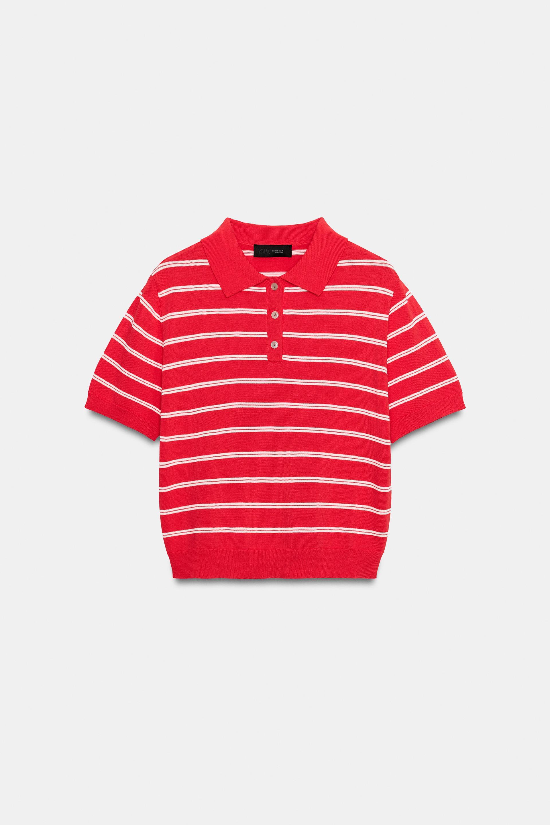 STRIPED SHORT SLEEVE KNIT POLO by ZARA