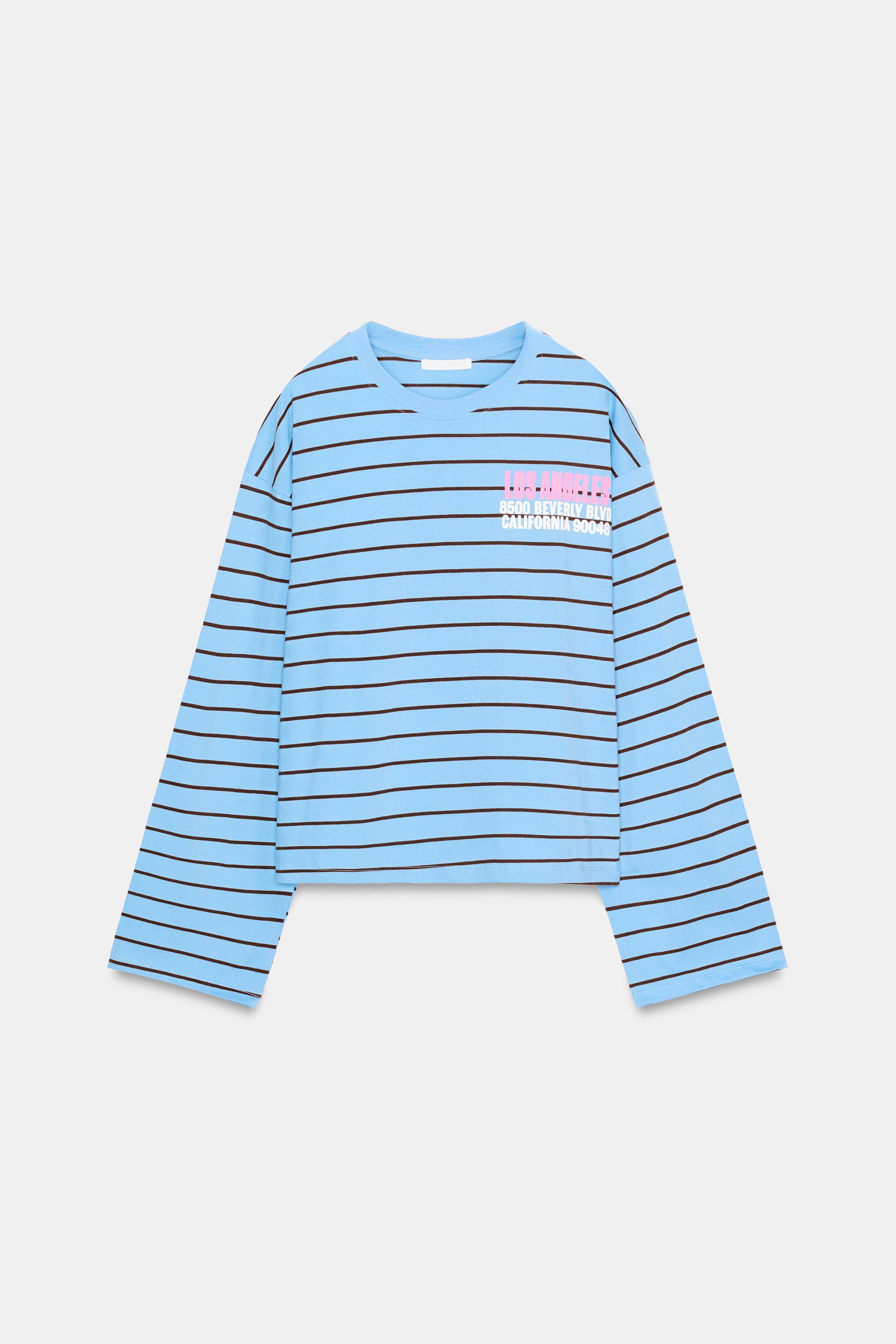STRIPED TEXT T-SHIRT by ZARA