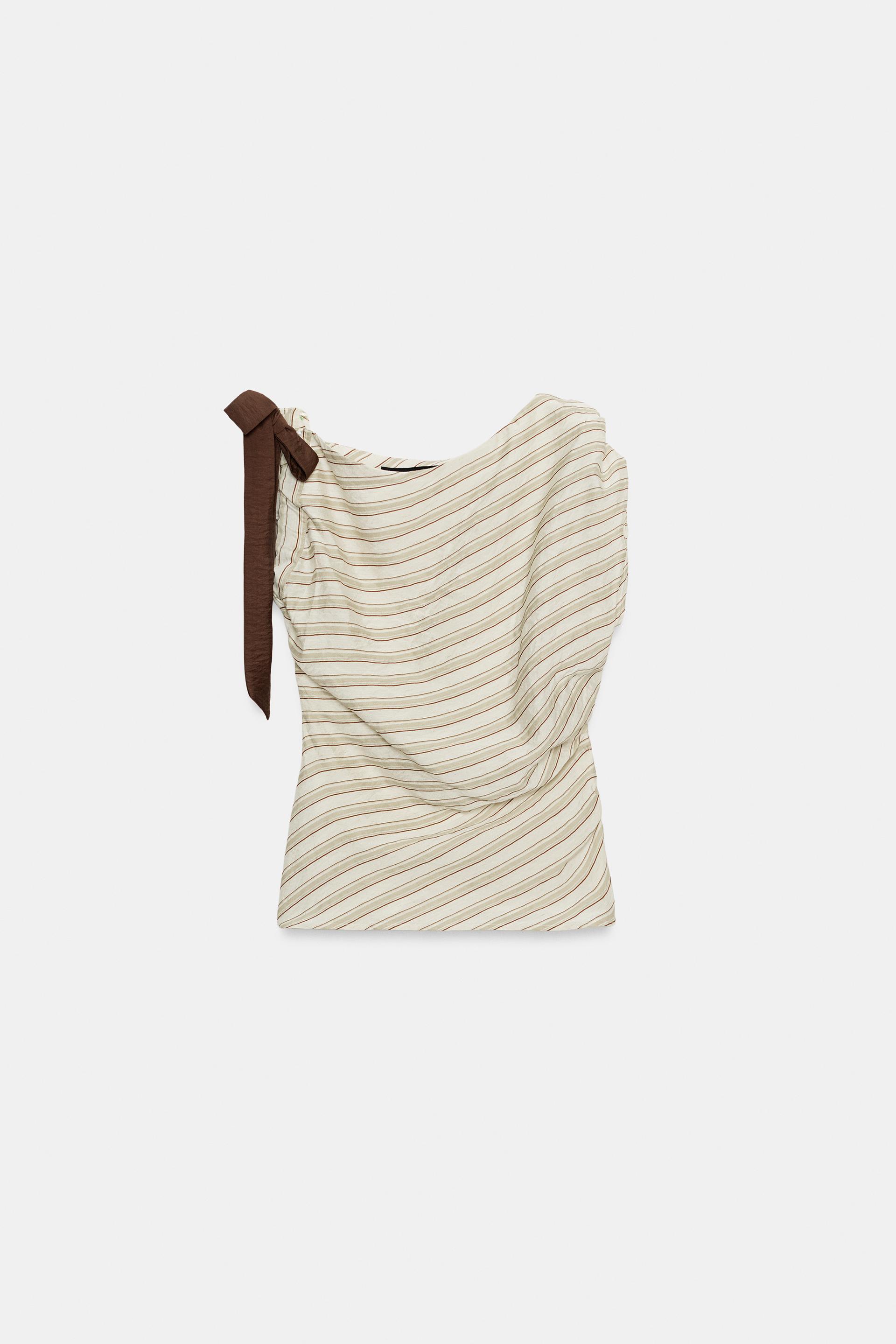 STRIPED TIE TOP by ZARA