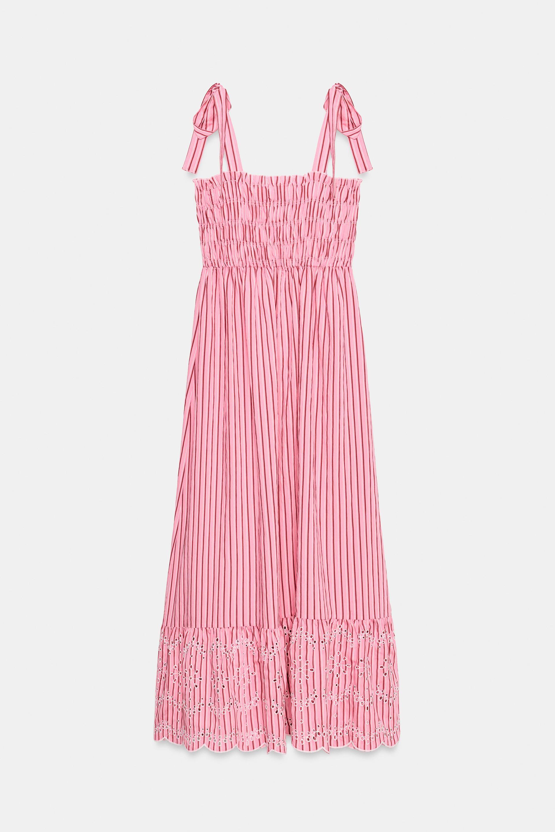 STRIPED TIED MIDI DRESS by ZARA