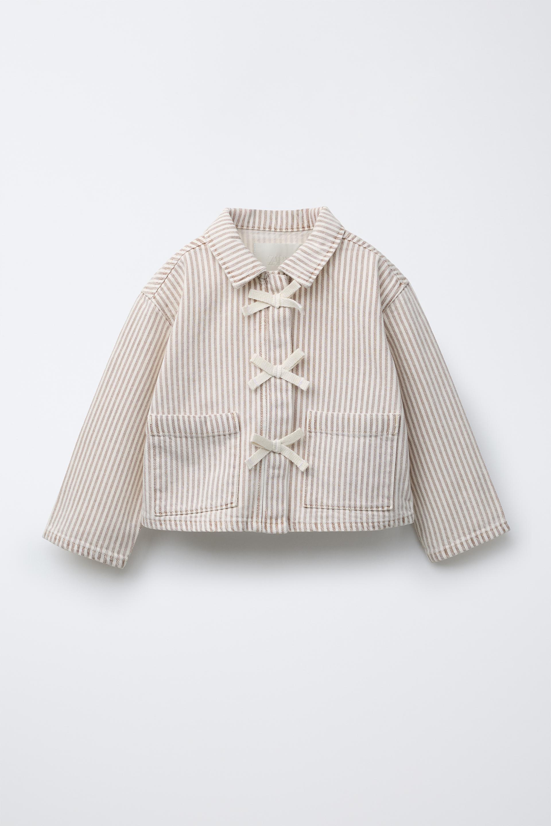 STRIPED TWILL JACKET WITH BOWS by ZARA