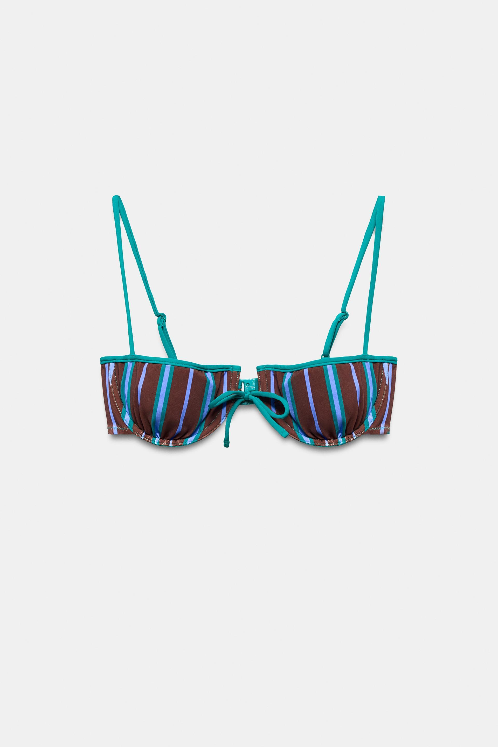 STRIPED UNDERWIRE BIKINI TOP by ZARA