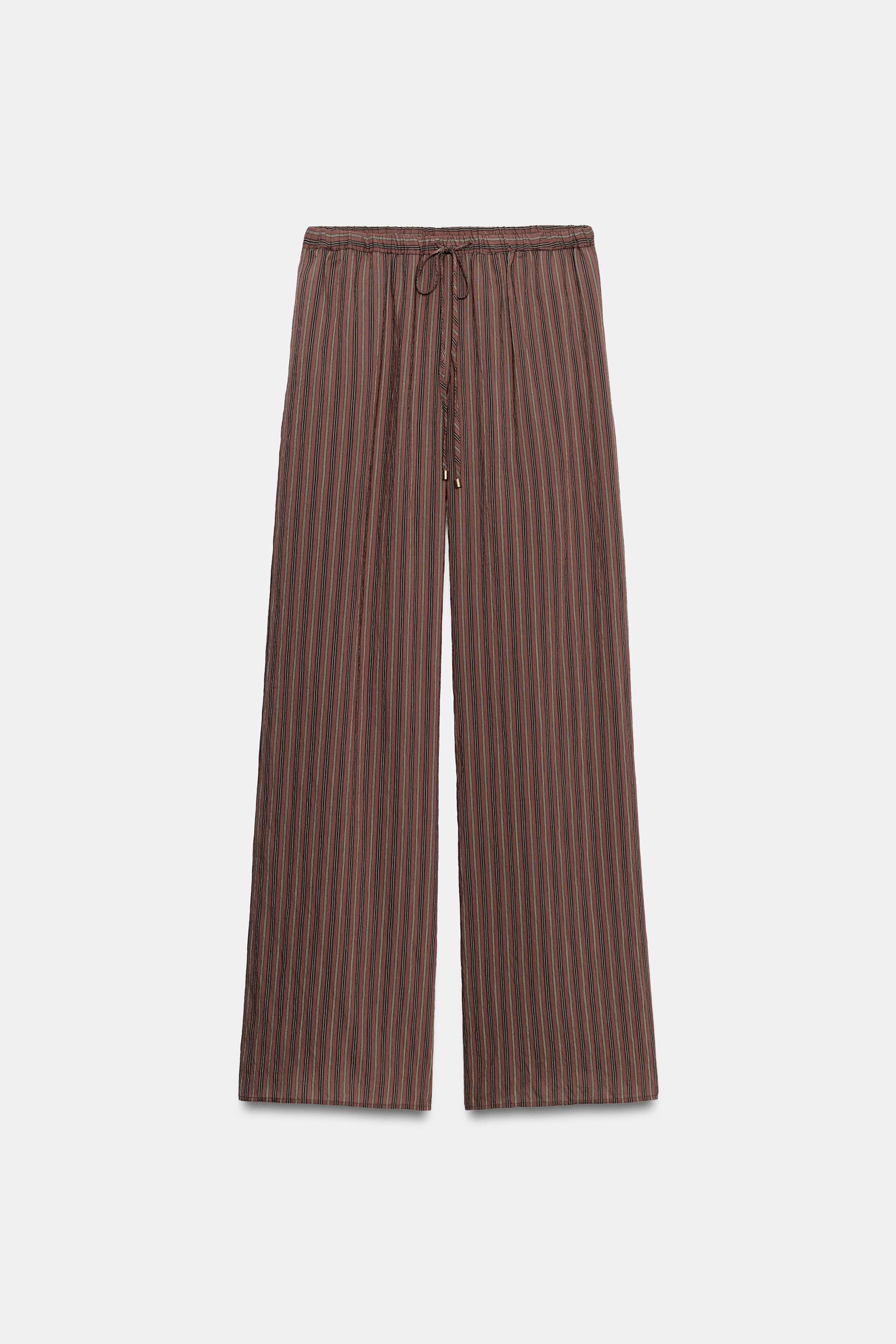 STRIPED WIDE-LEG PANTS by ZARA