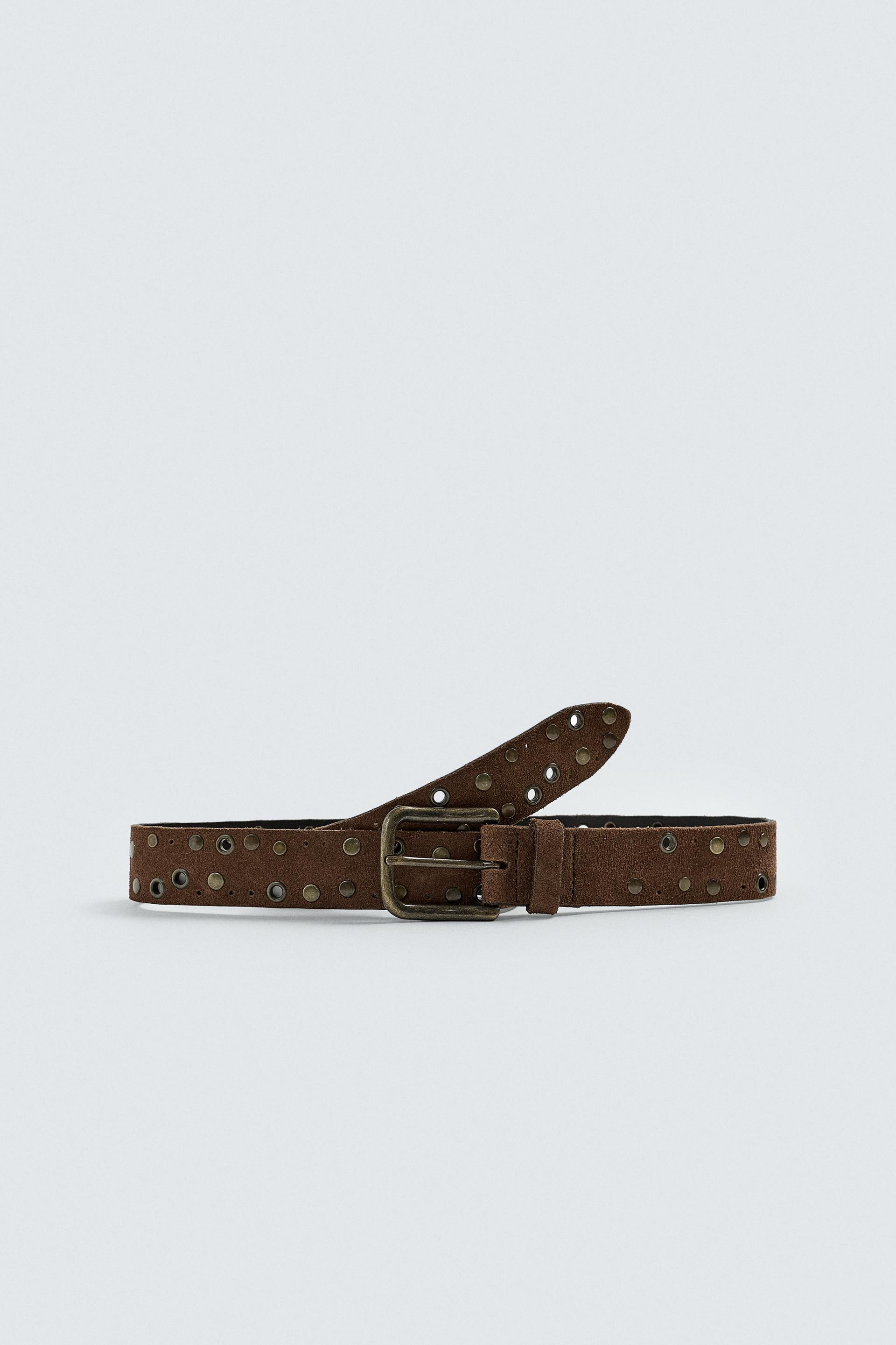 STUDDED LEATHER BELT by ZARA