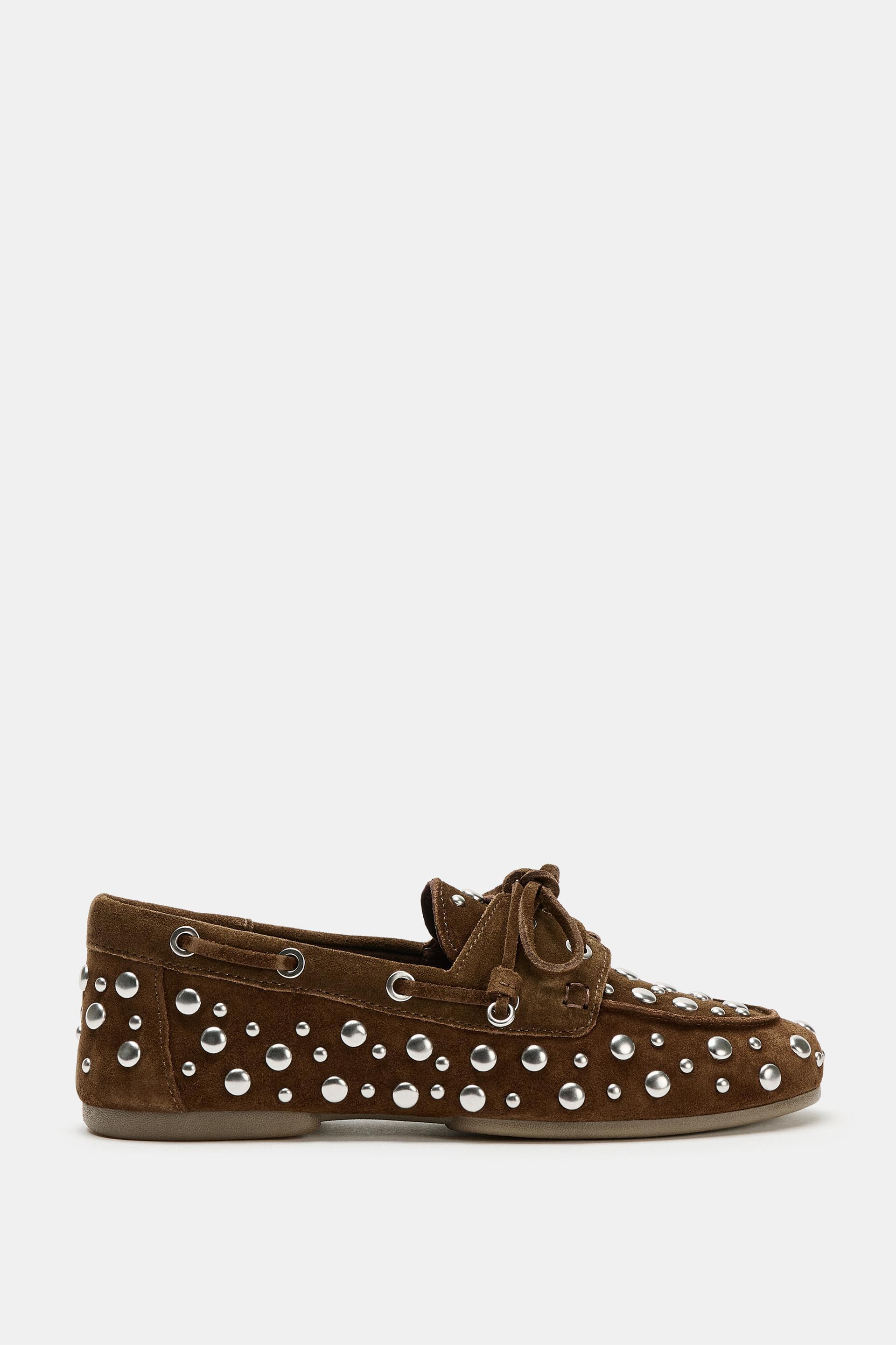 STUDDED SUEDE DECK SHOES by ZARA