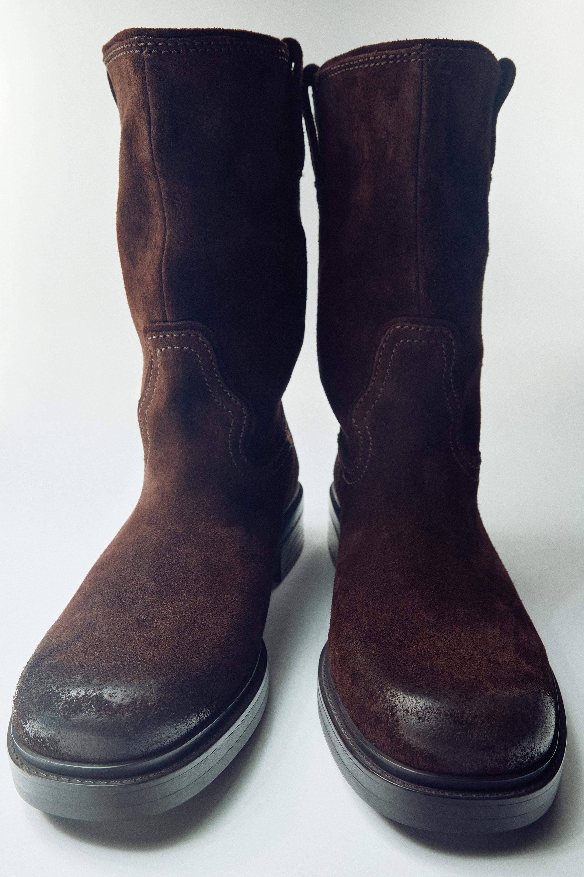 SUEDE ANKLE BOOTS by ZARA