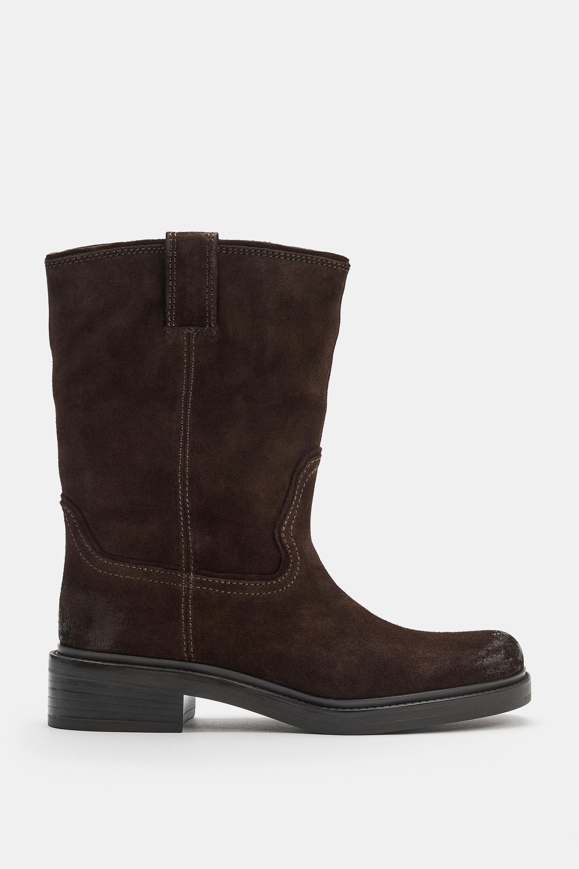 SUEDE ANKLE BOOTS by ZARA
