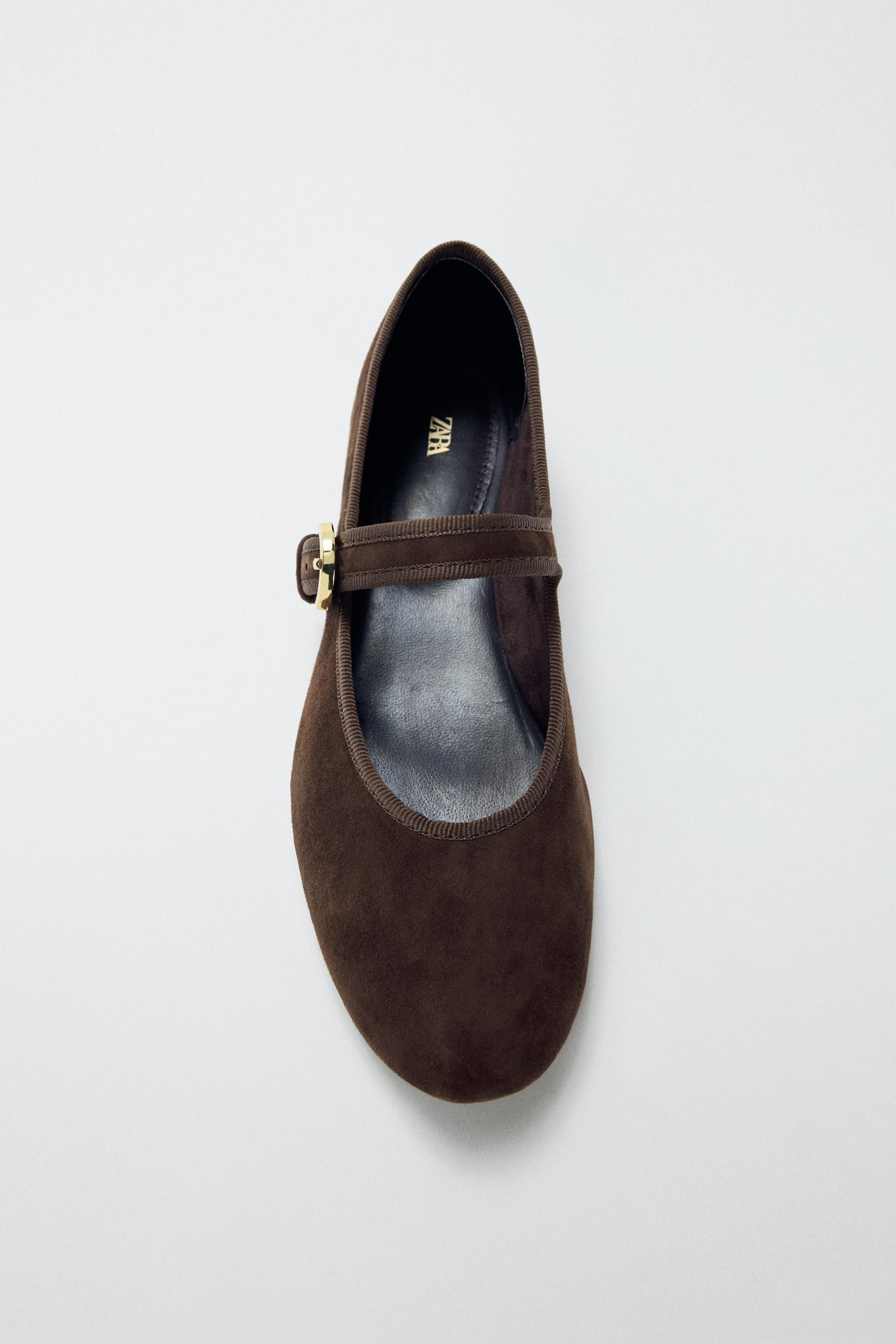 SUEDE BALLET FLATS by ZARA
