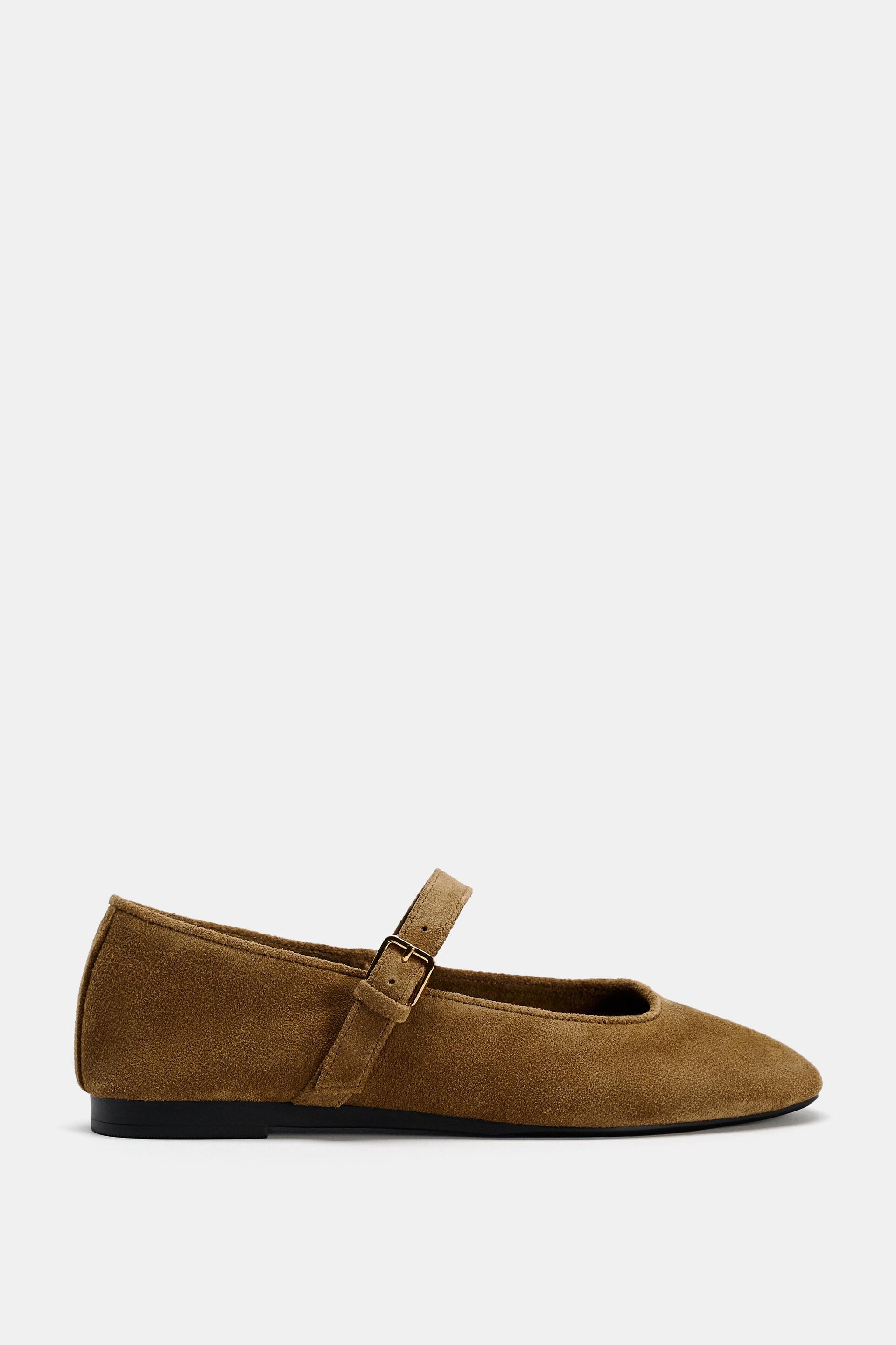 SUEDE BALLET FLATS by ZARA