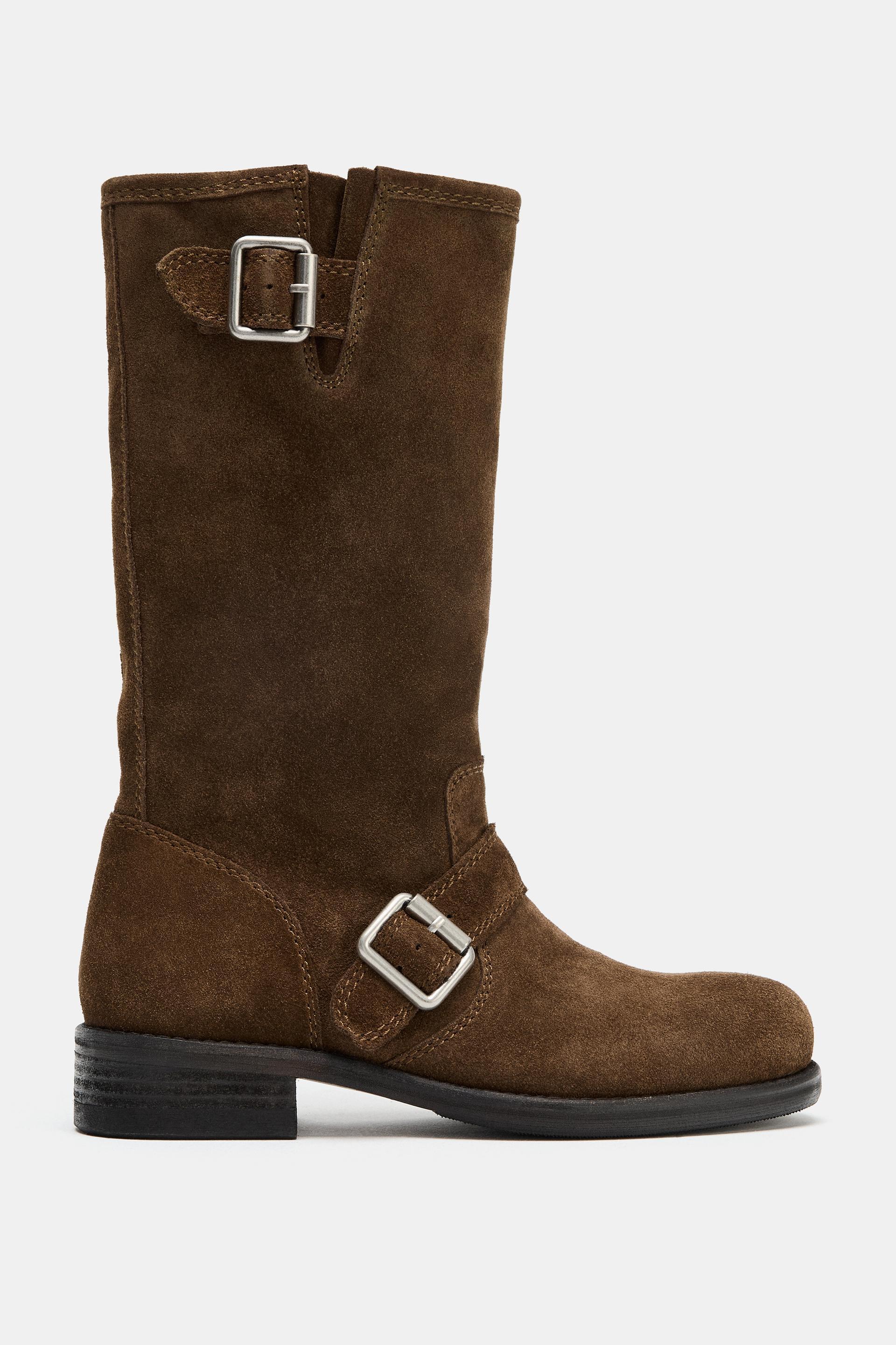 SUEDE BIKER BOOTS by ZARA