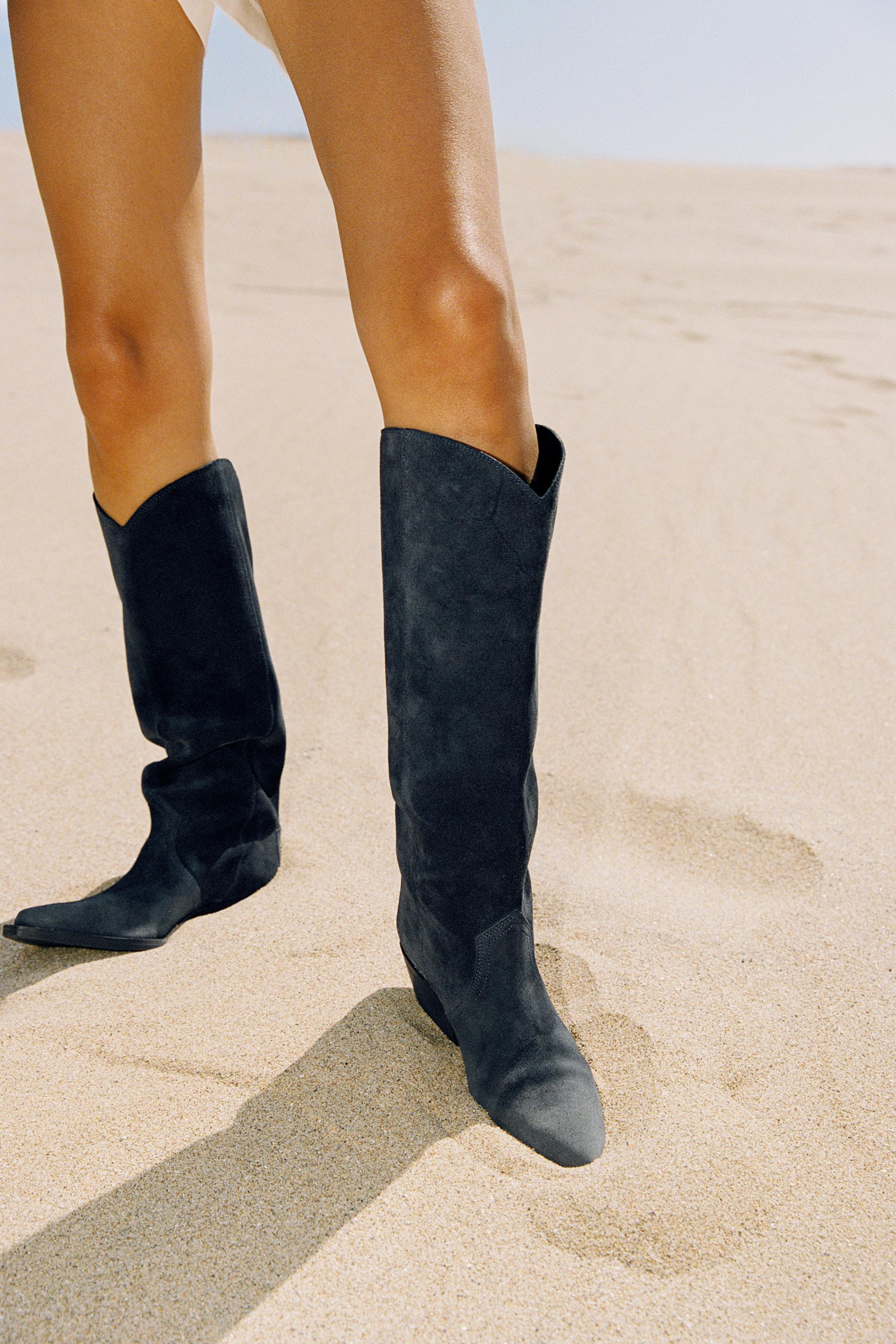 SUEDE COWBOY BOOTS by ZARA