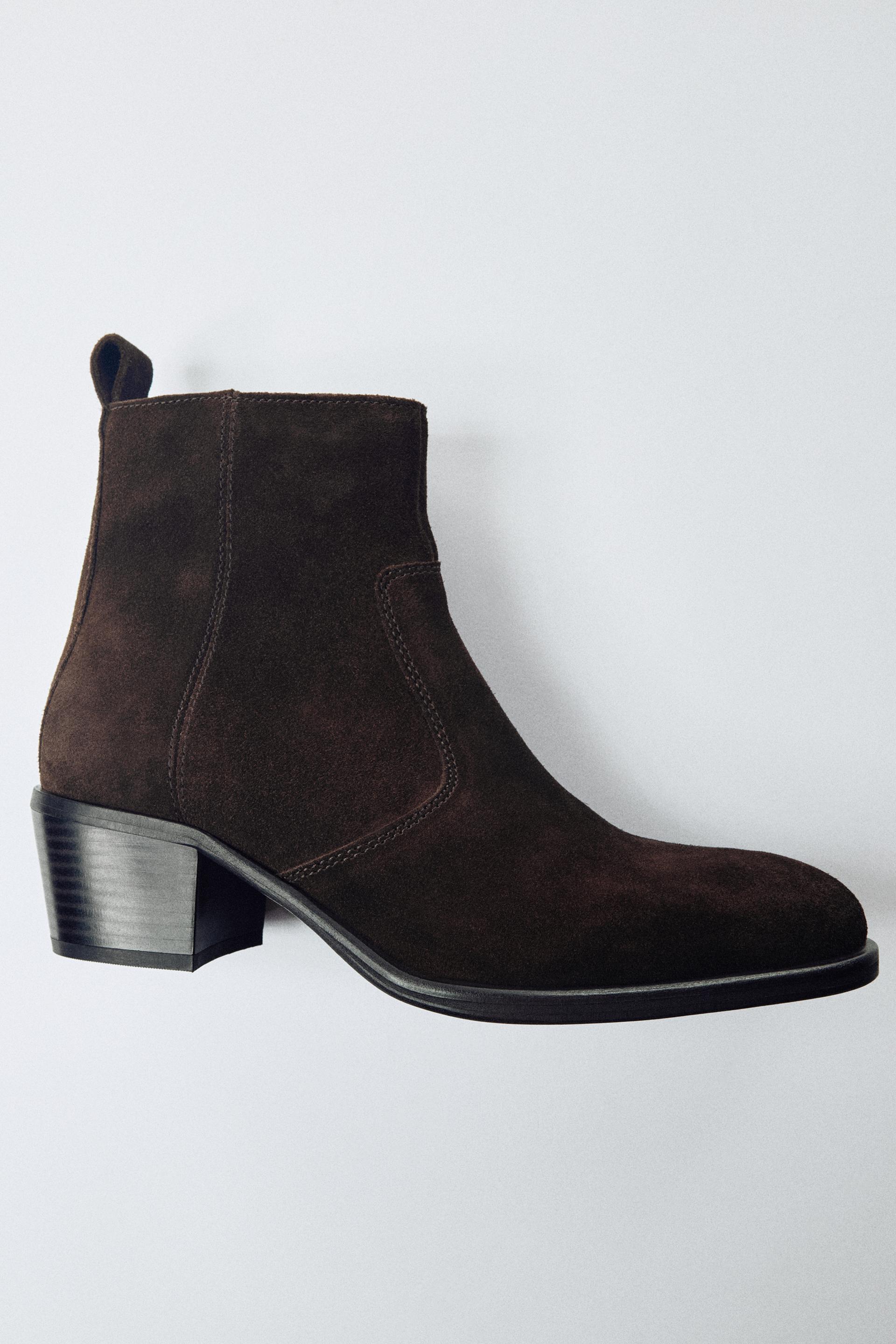 SUEDE HEELED ANKLE BOOTS by ZARA