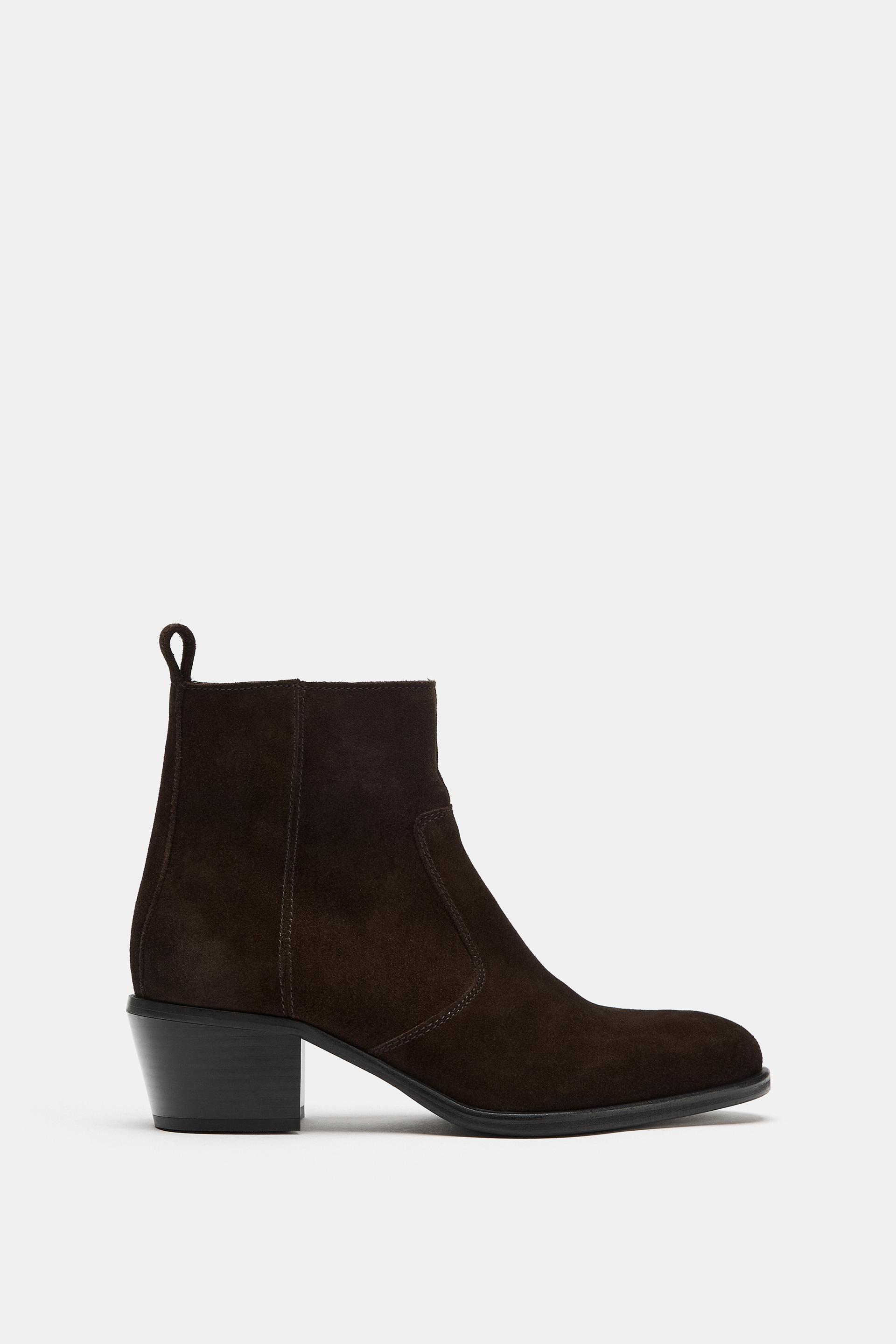 SUEDE HEELED ANKLE BOOTS by ZARA