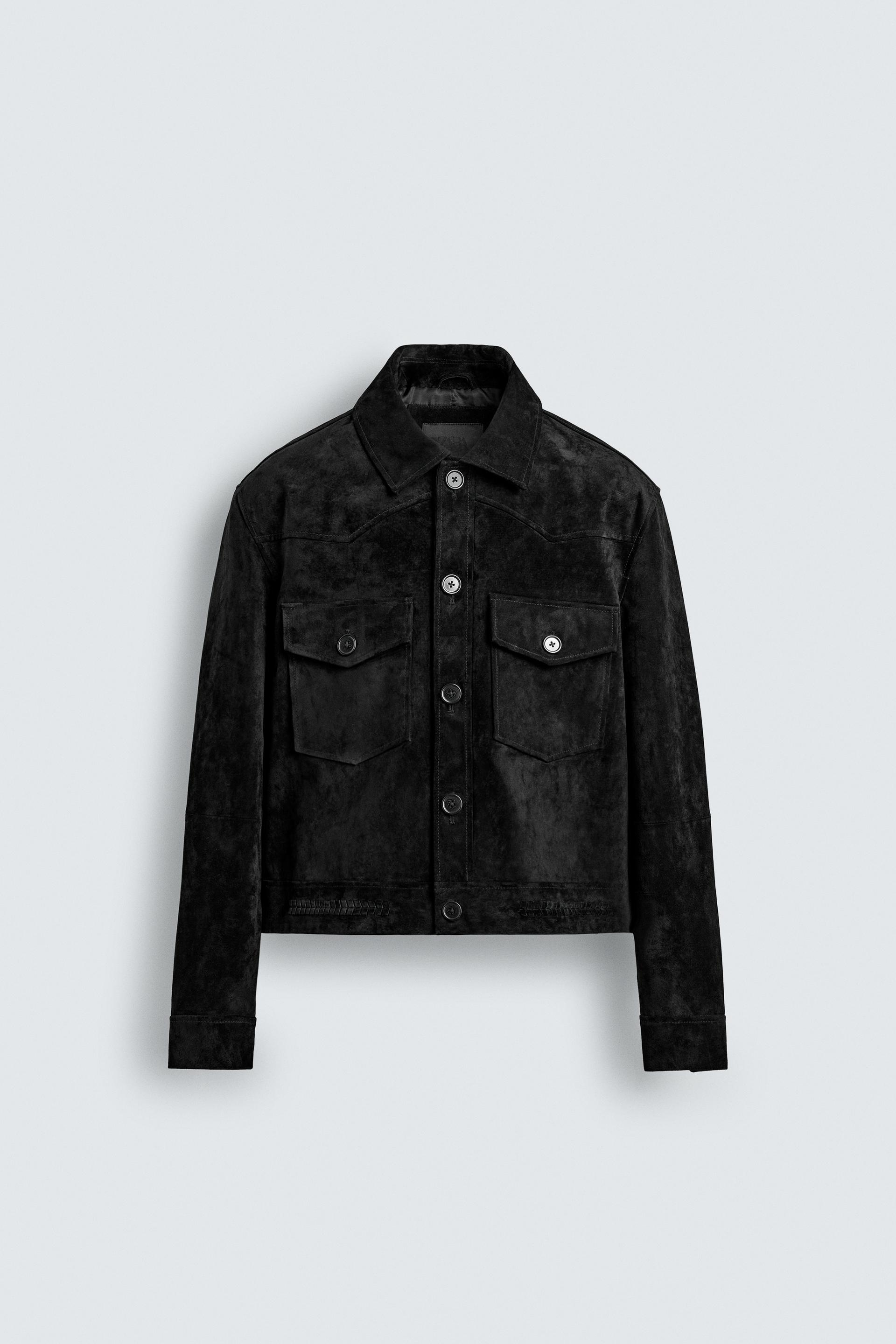 SUEDE LEATHER CROPPED FIT JACKET by ZARA