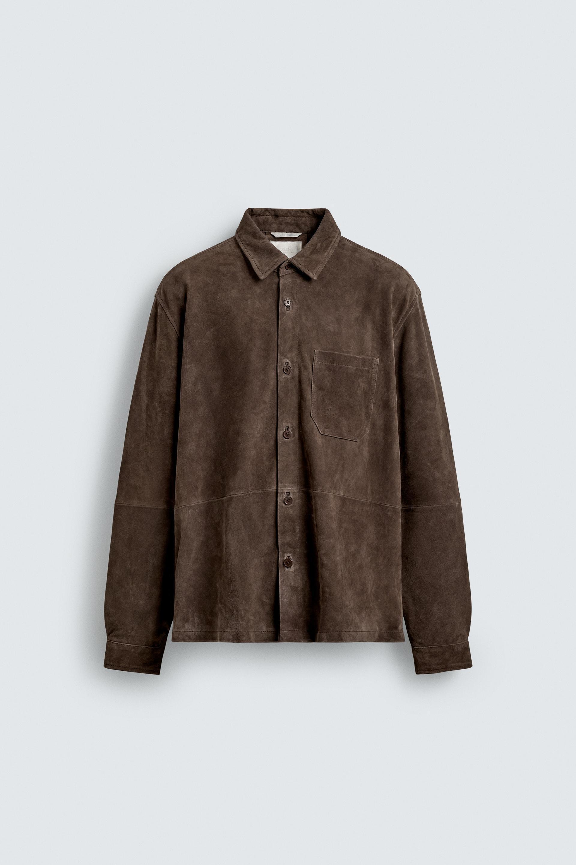 SUEDE LEATHER OVERSHIRT by ZARA