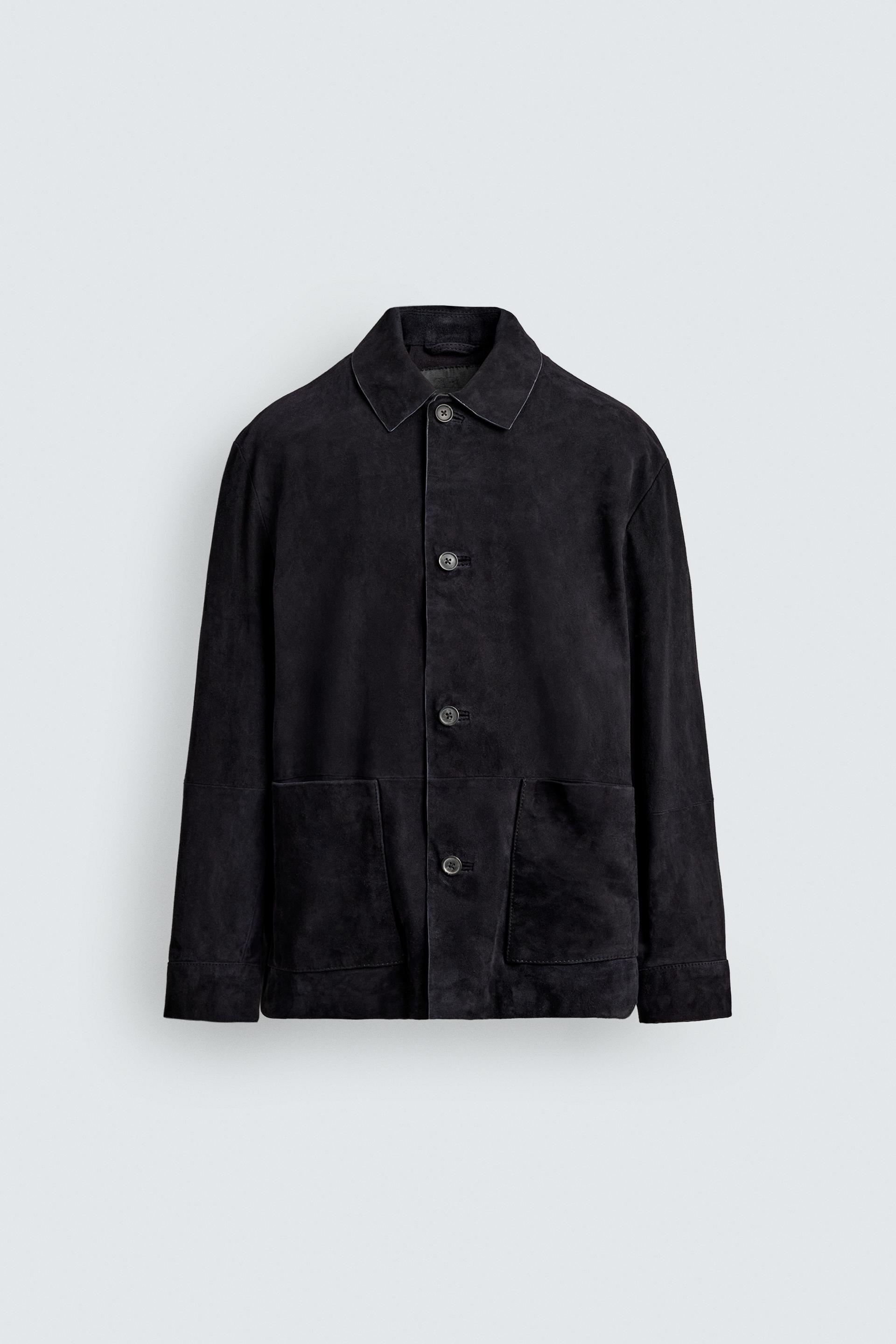 SUEDE LEATHER OVERSHIRT by ZARA