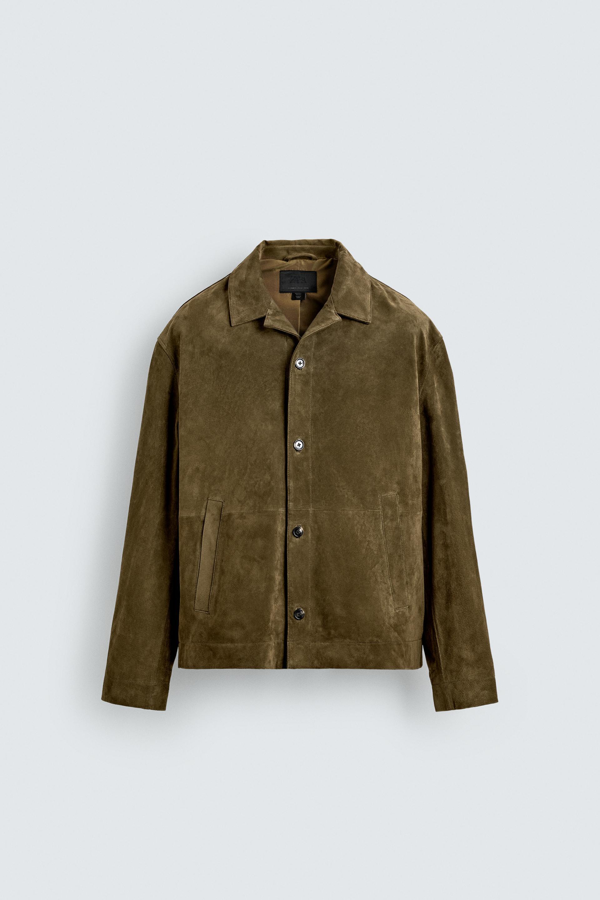 SUEDE LEATHER OVERSHIRT by ZARA