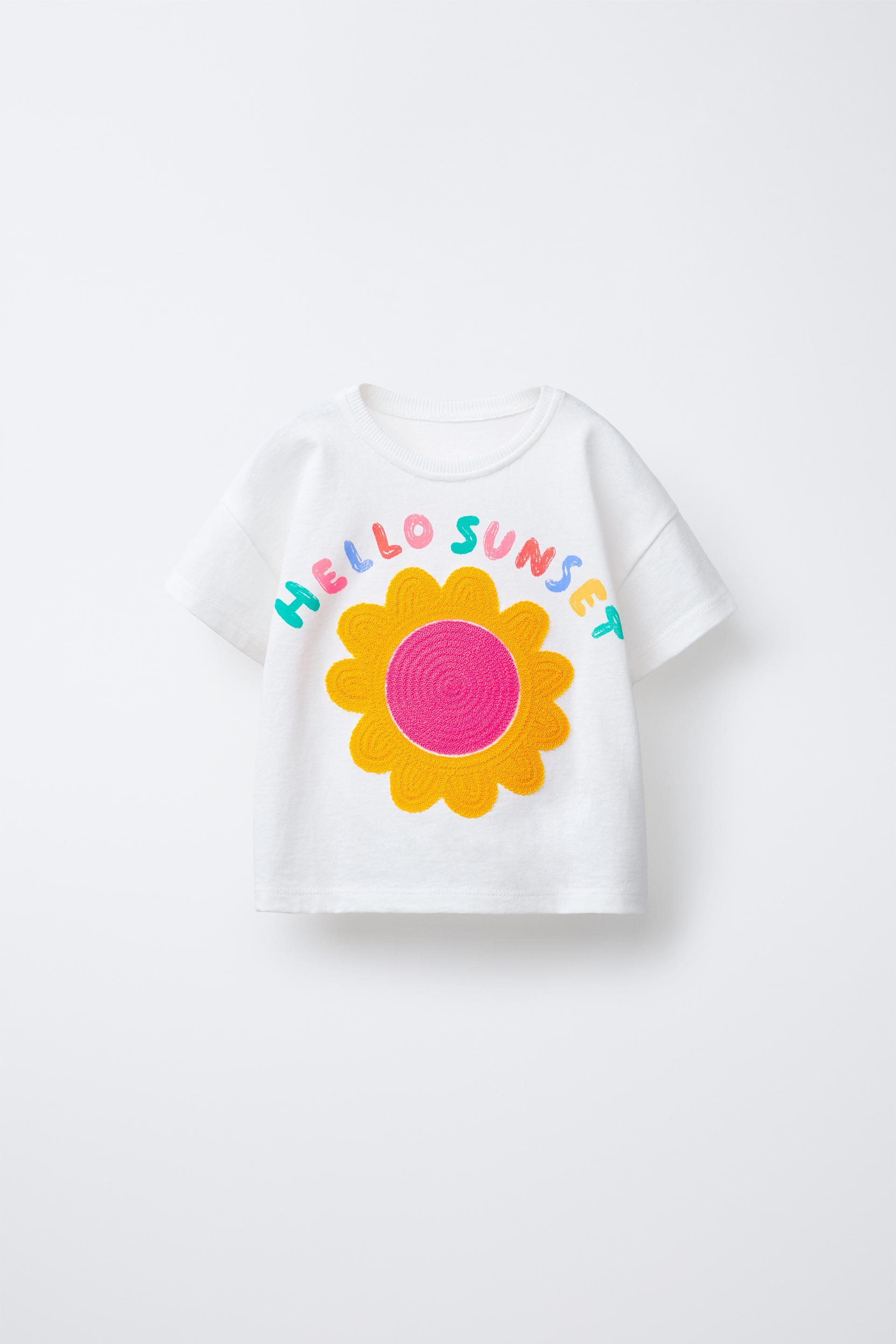 SUN APPLIQUÉ AND TEXT PRINT T-SHIRT by ZARA
