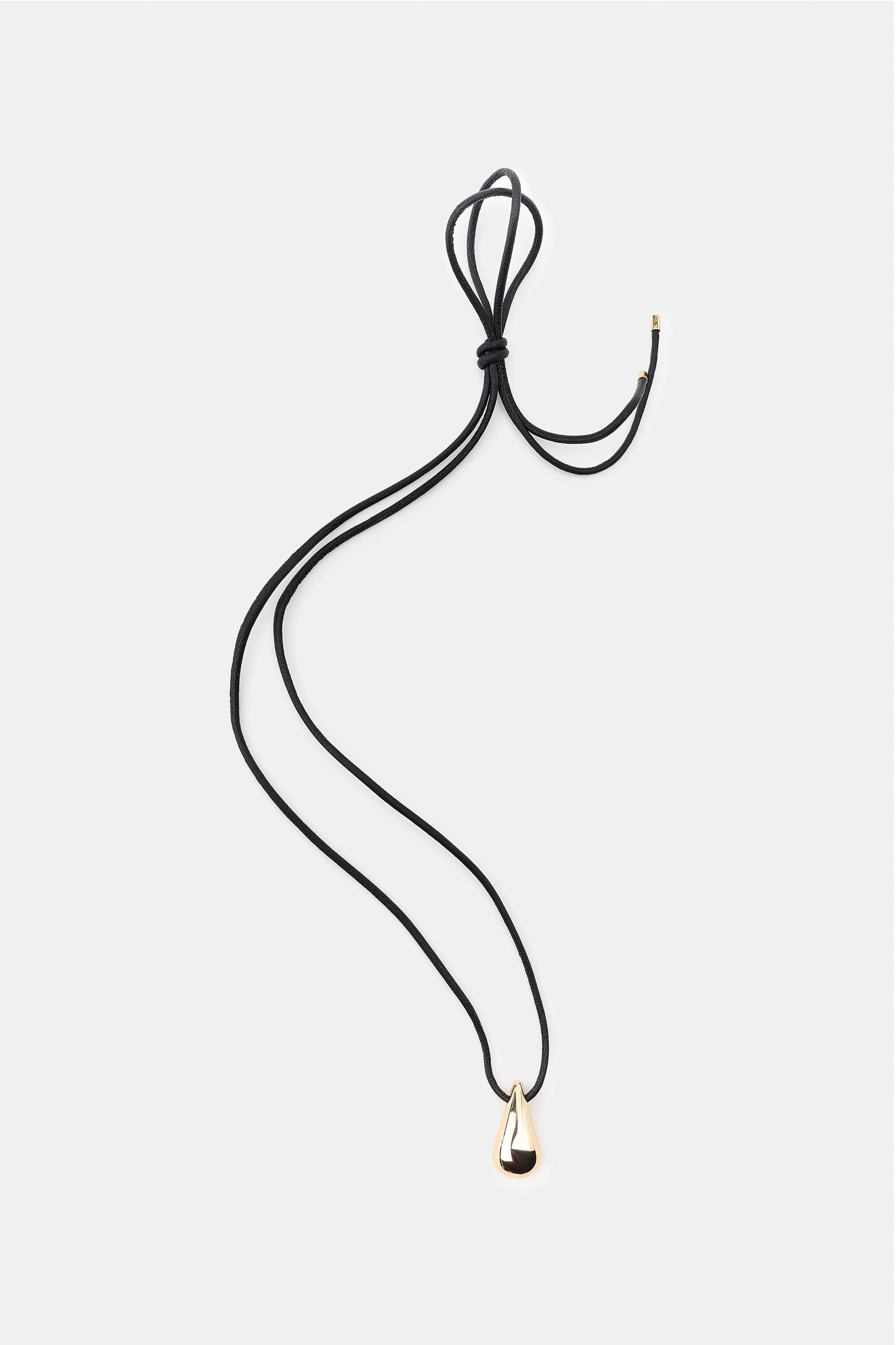 TEARDROP LEATHER CORD NECKLACE by ZARA