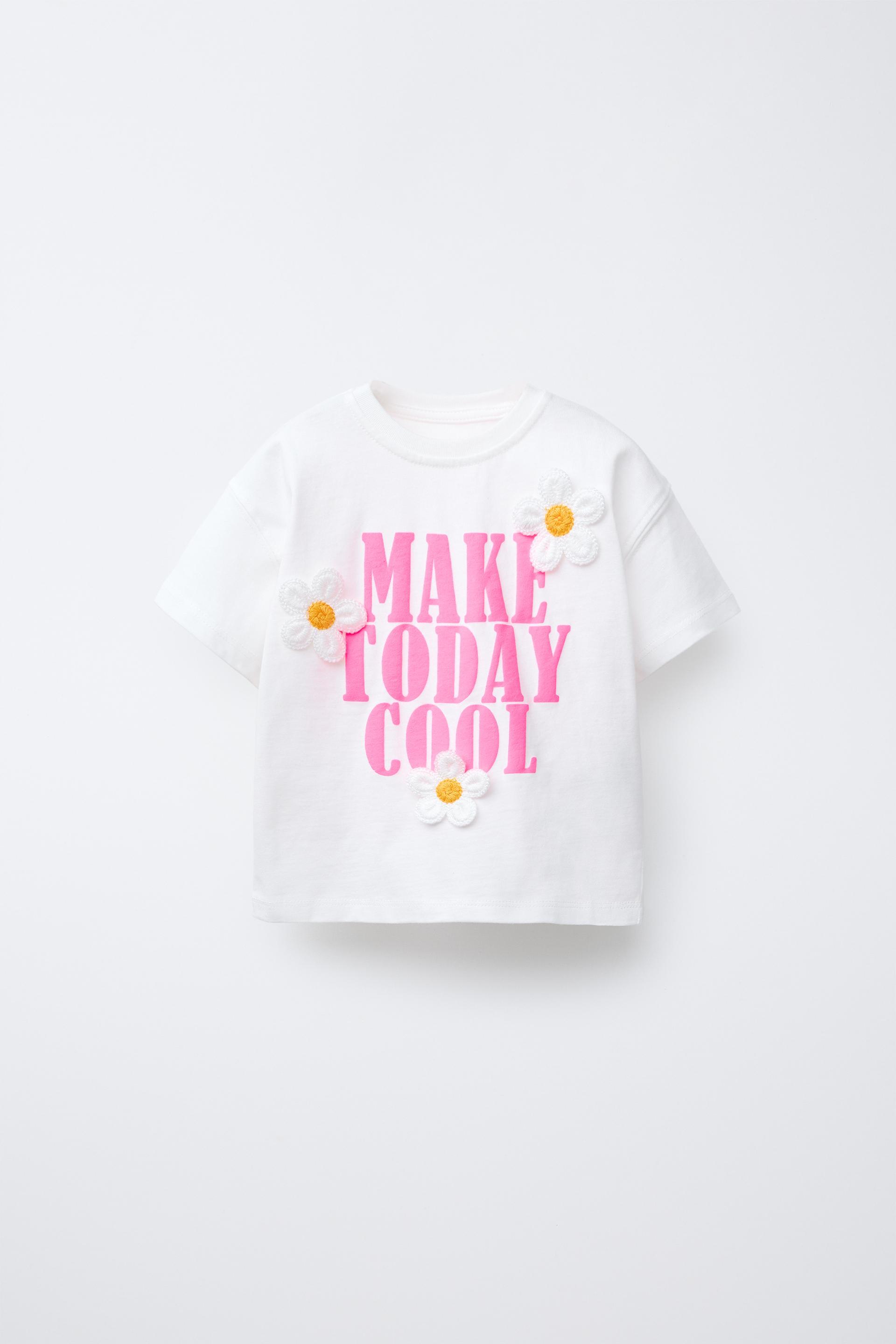 TEXT AND FLOWER APPLIQUÉ T-SHIRT by ZARA