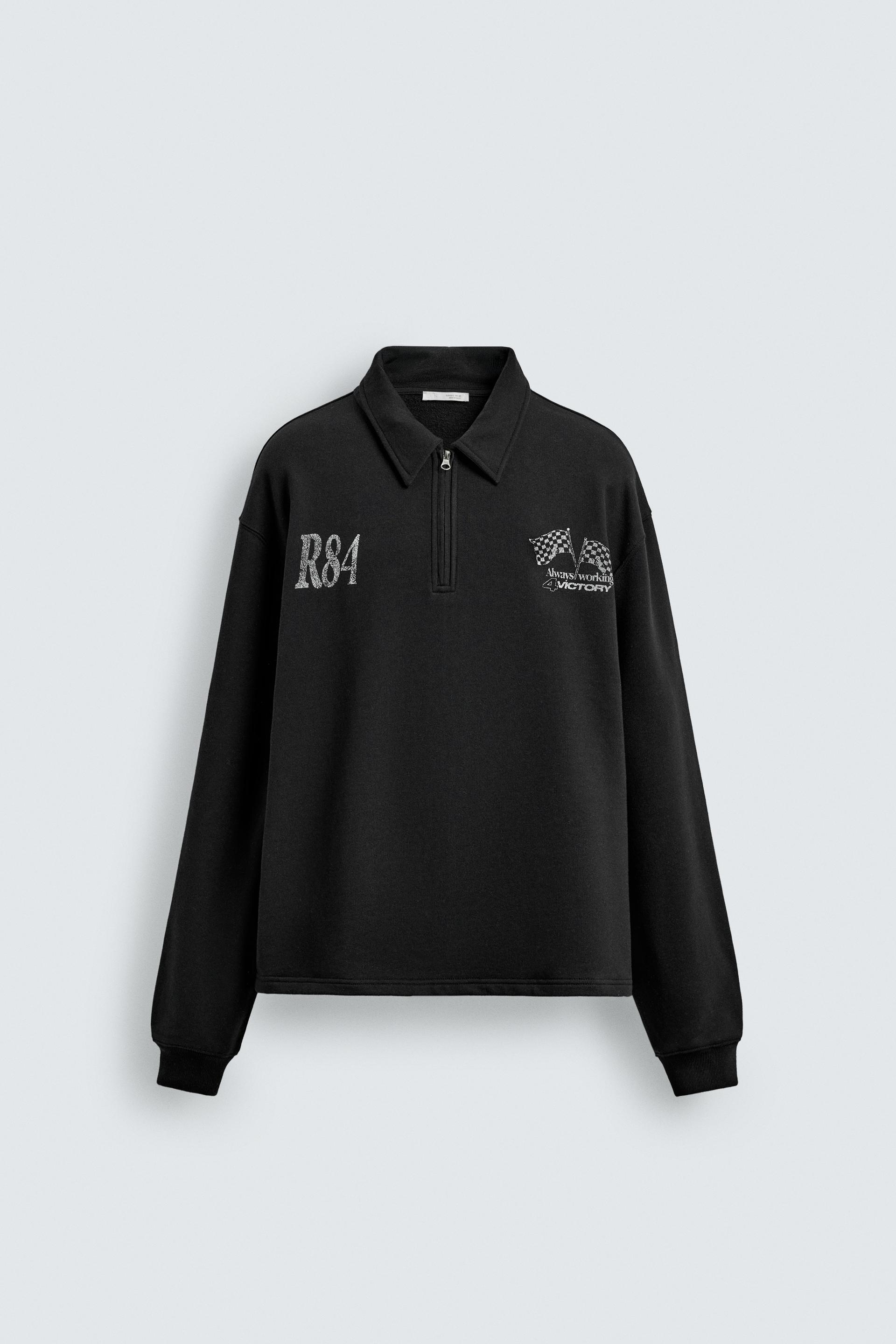 TEXT PRINT QUARTER-ZIP SWEAT-SHIRT by ZARA
