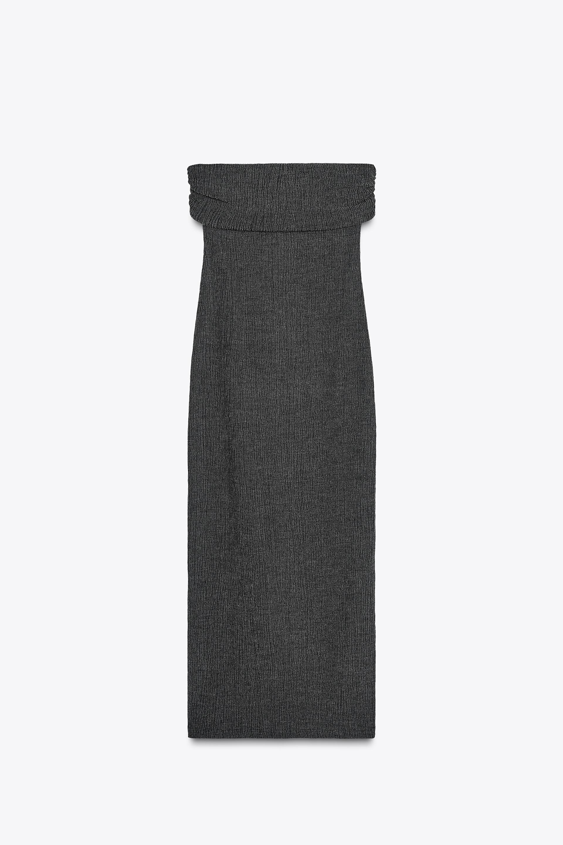 TEXTURED BANDEAU MIDI DRESS by ZARA