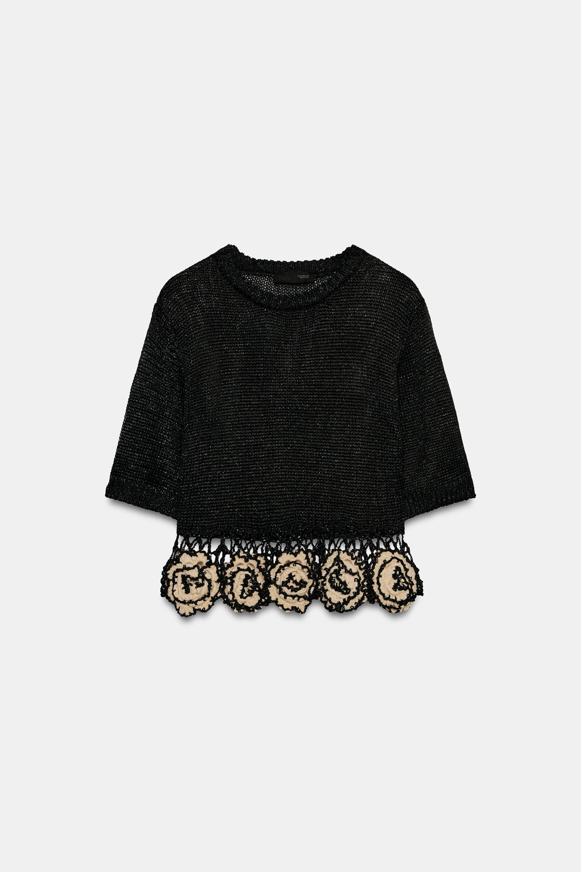 TEXTURED FLORAL KNIT TOP by ZARA