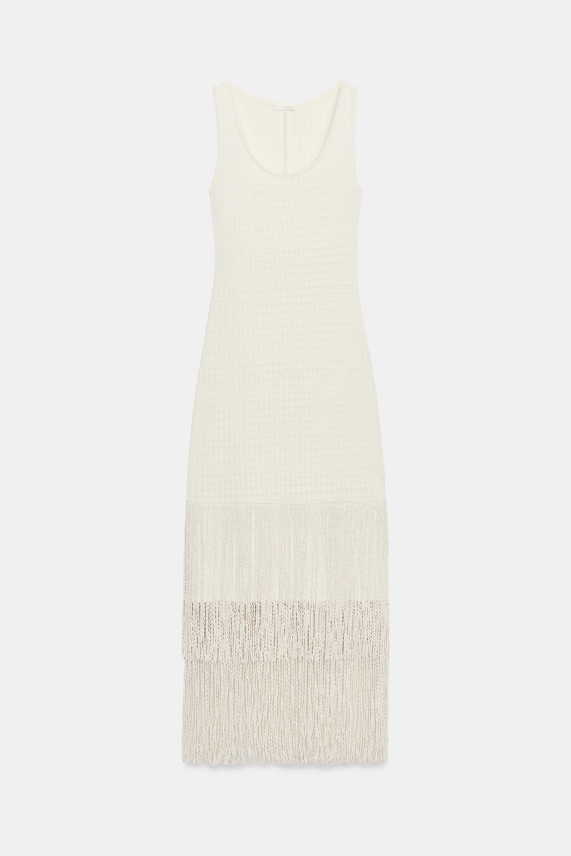 TEXTURED FRINGED DRESS by ZARA