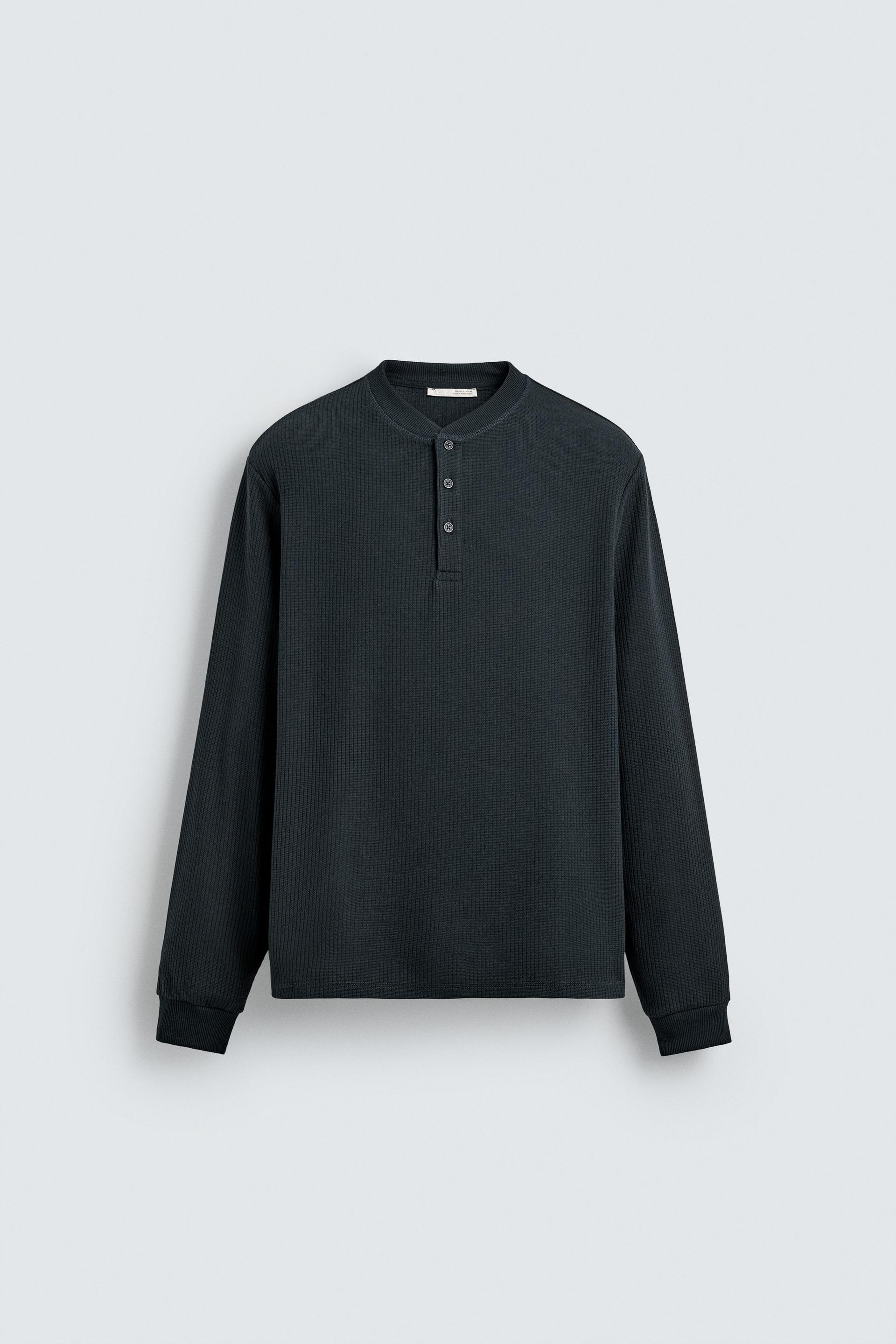 TEXTURED HENLEY COLLAR T-SHIRT by ZARA