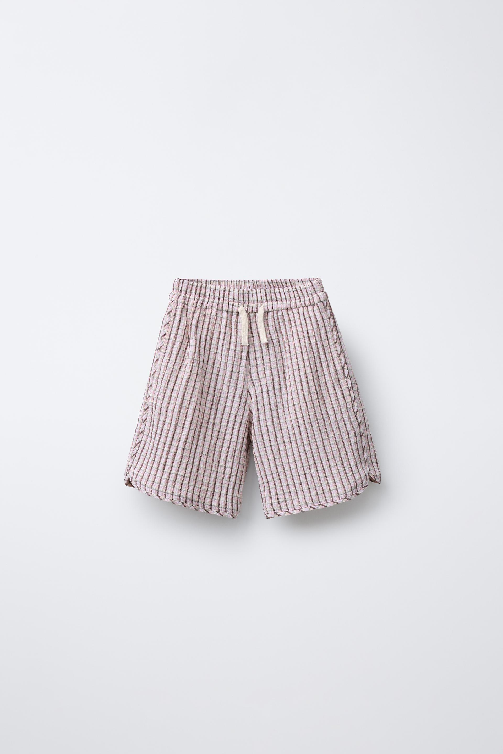 TEXTURED PLAID WIDE-LEG SHORTS by ZARA