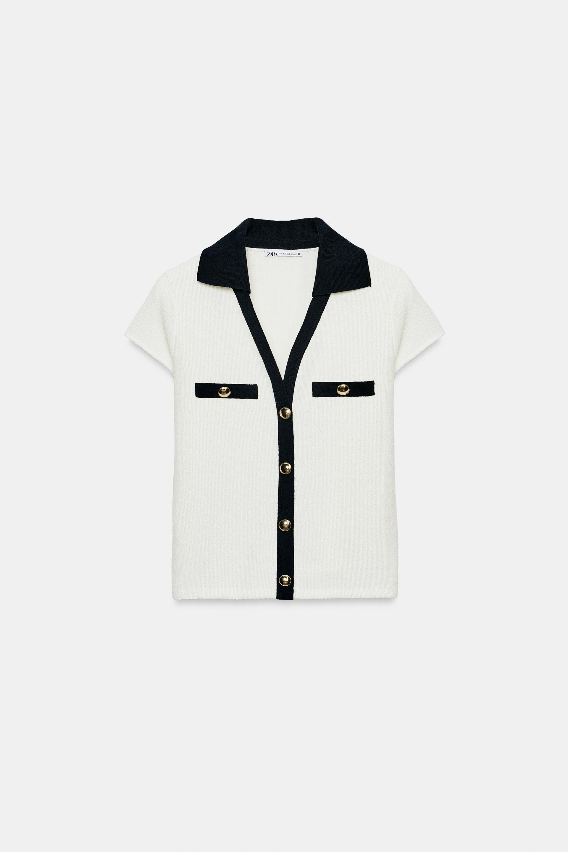 TEXTURED POLO COLLAR TOP by ZARA
