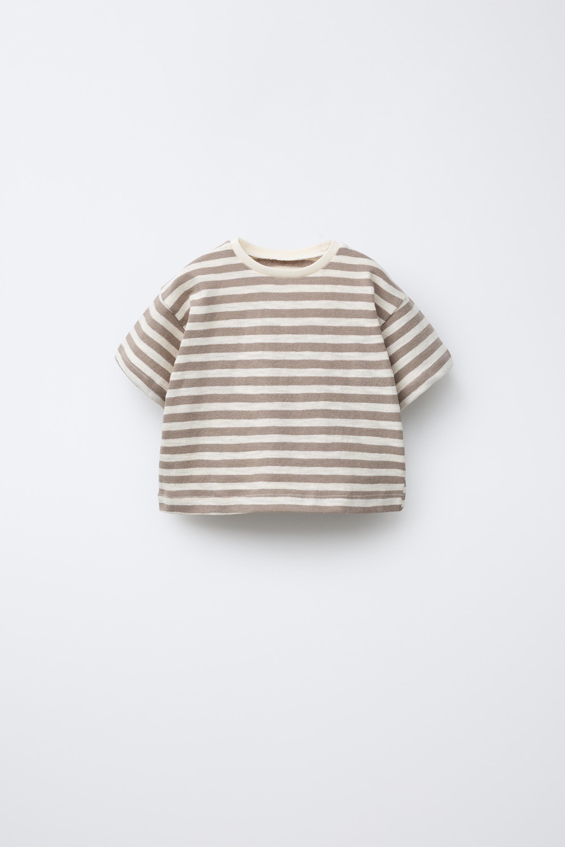 TEXTURED WOVEN STRIPE T-SHIRT by ZARA