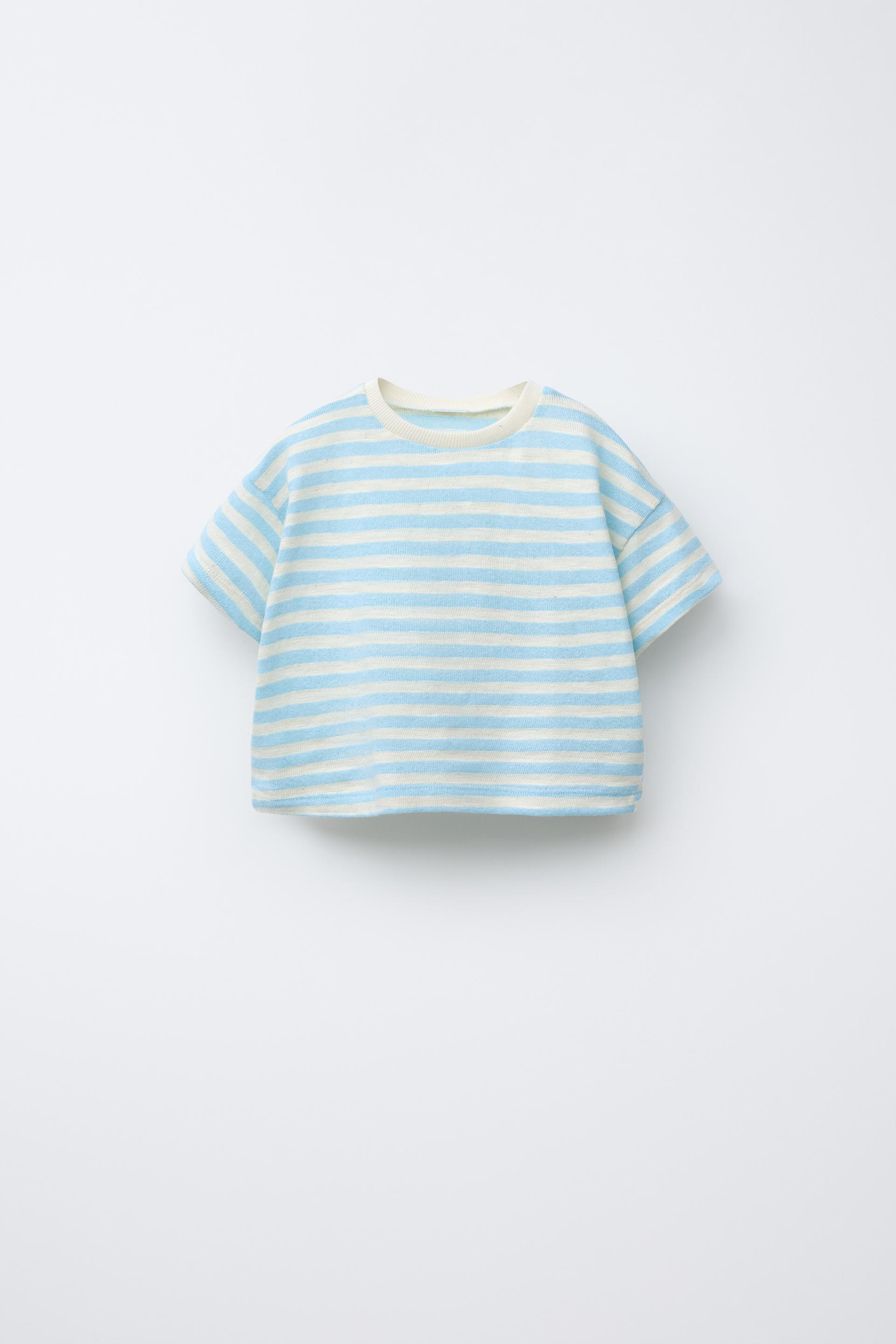 TEXTURED WOVEN STRIPE T-SHIRT by ZARA