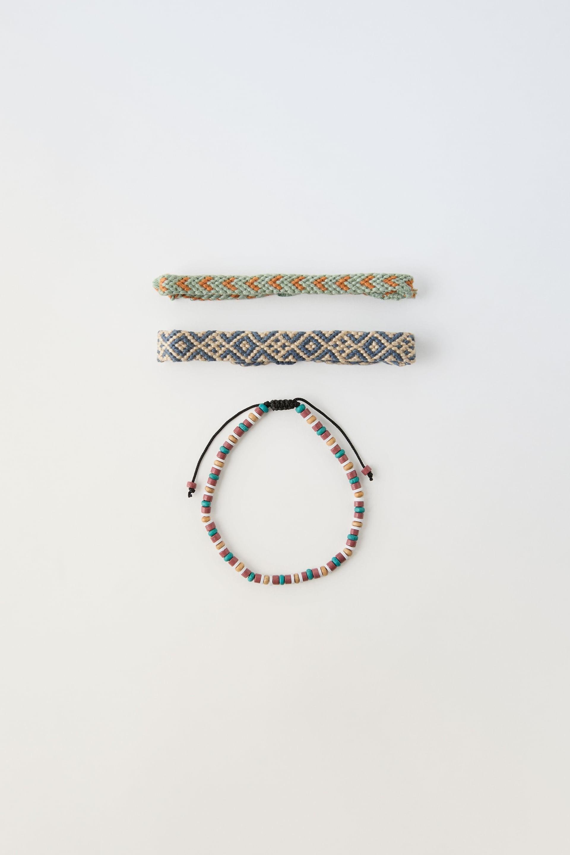 THREE-PACK OF CORD AND BEAD BRACELETS by ZARA