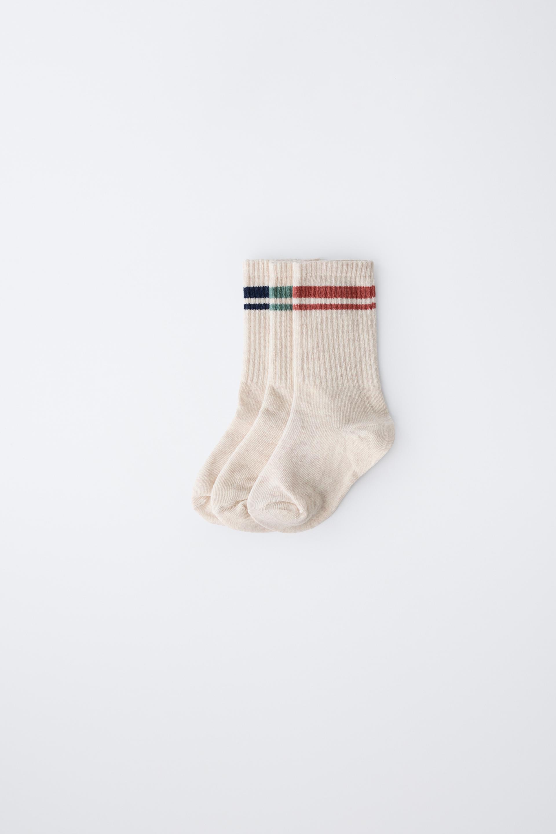 THREE-PACK OF STRIPED MID-CALF SOCKS by ZARA