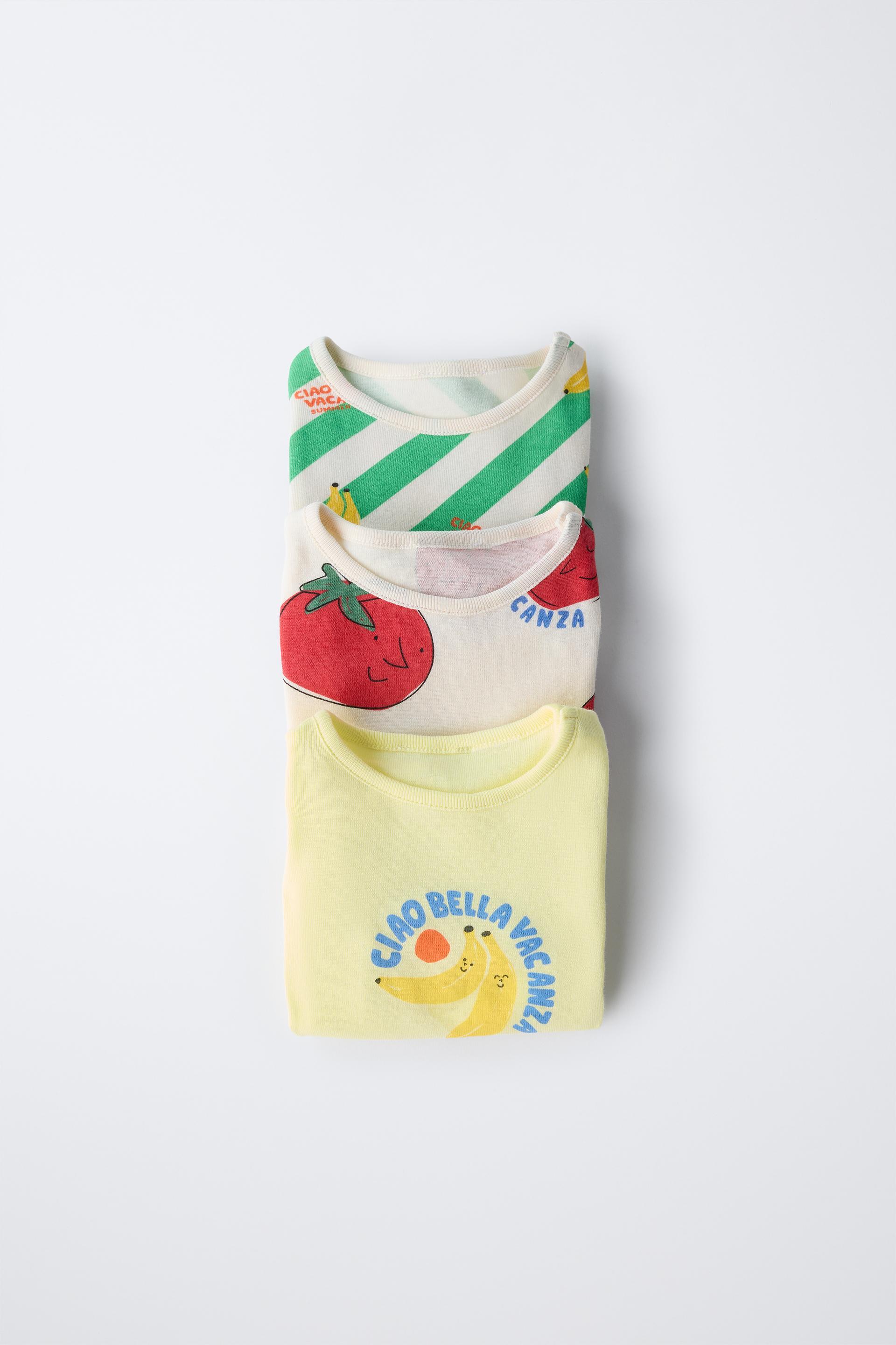 THREE-PACK OF TOMATO AND STRIPE PRINTED BODYSUITS by ZARA