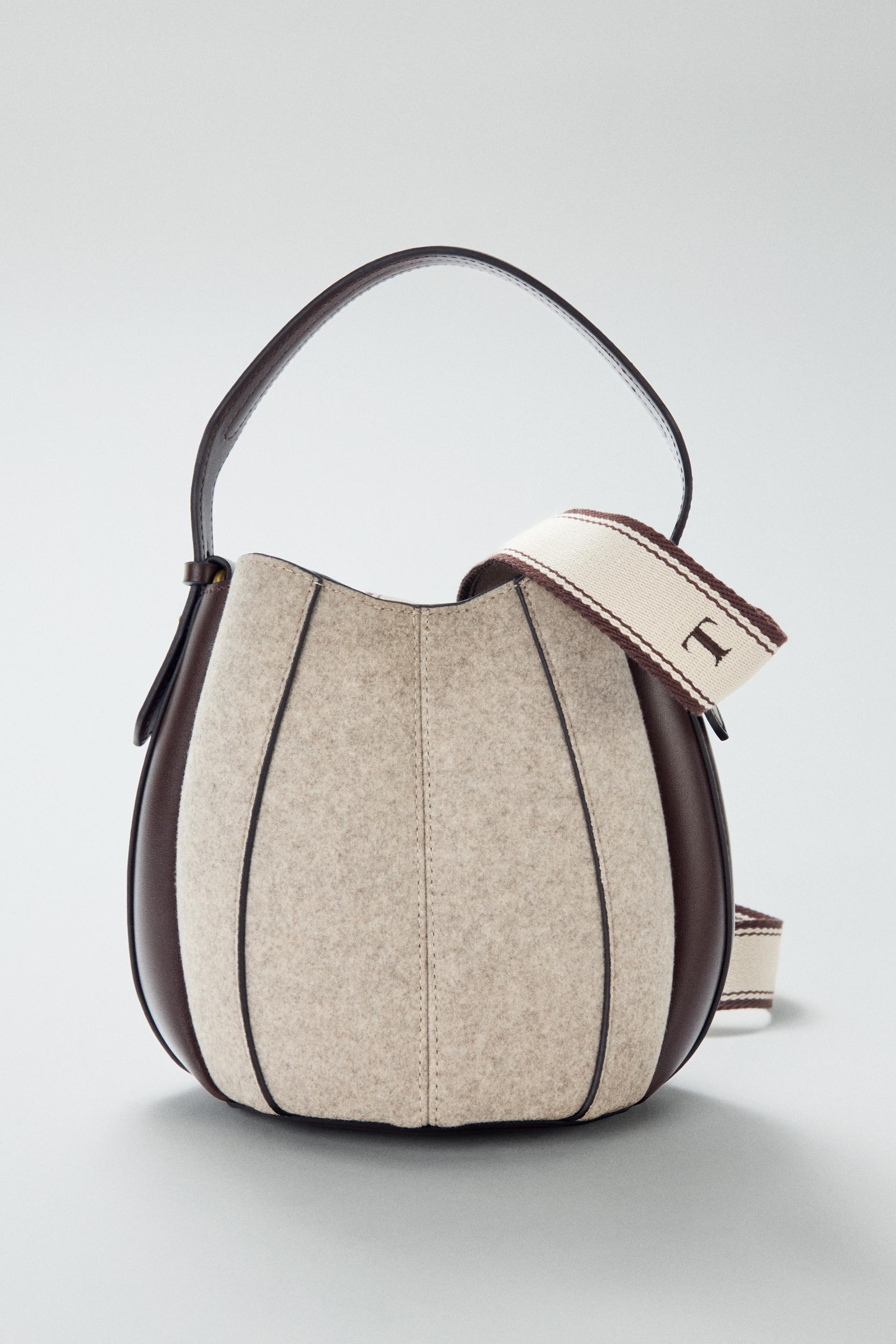 TOPSTITCHED FABRIC BUCKET BAG by ZARA
