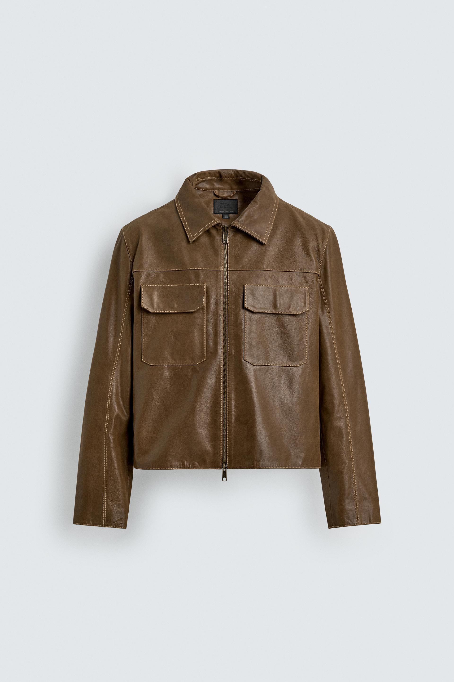 TOPSTITCHED LEATHER JACKET by ZARA