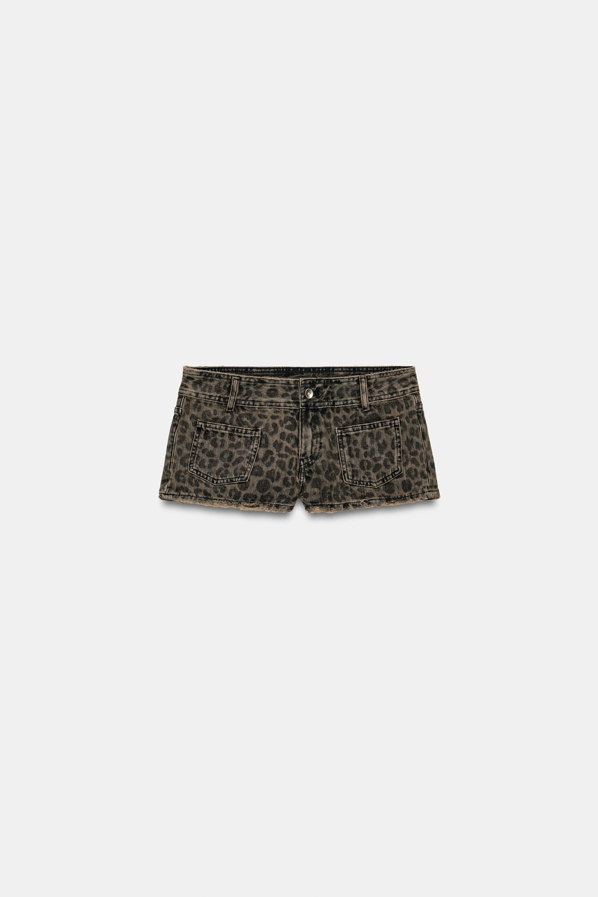 TRF ANIMAL PRINT MINI DENIM SHORTS by ZARA