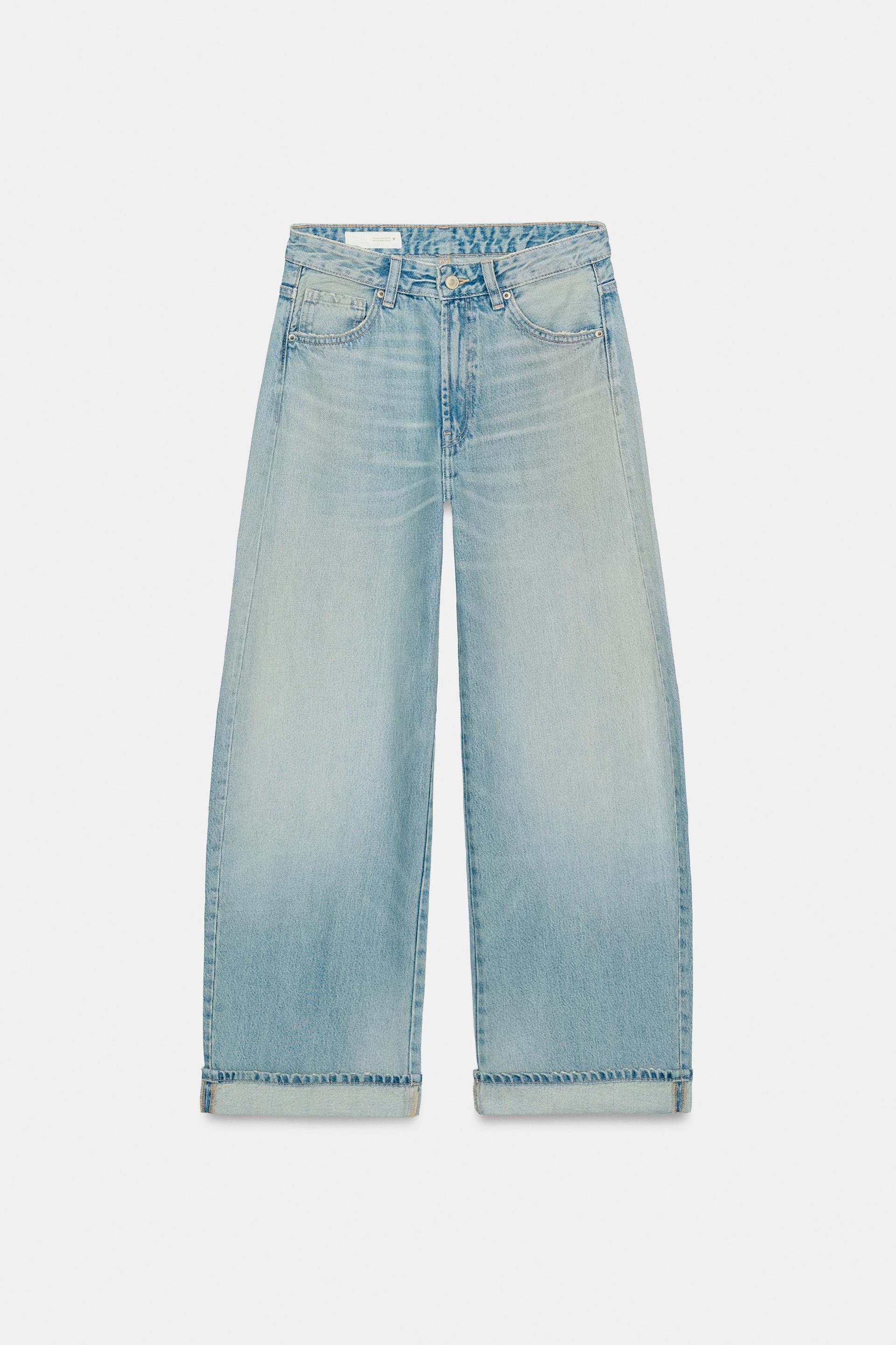TRF BAGGY FOLDED RIPPED MID-RISE JEANS by ZARA