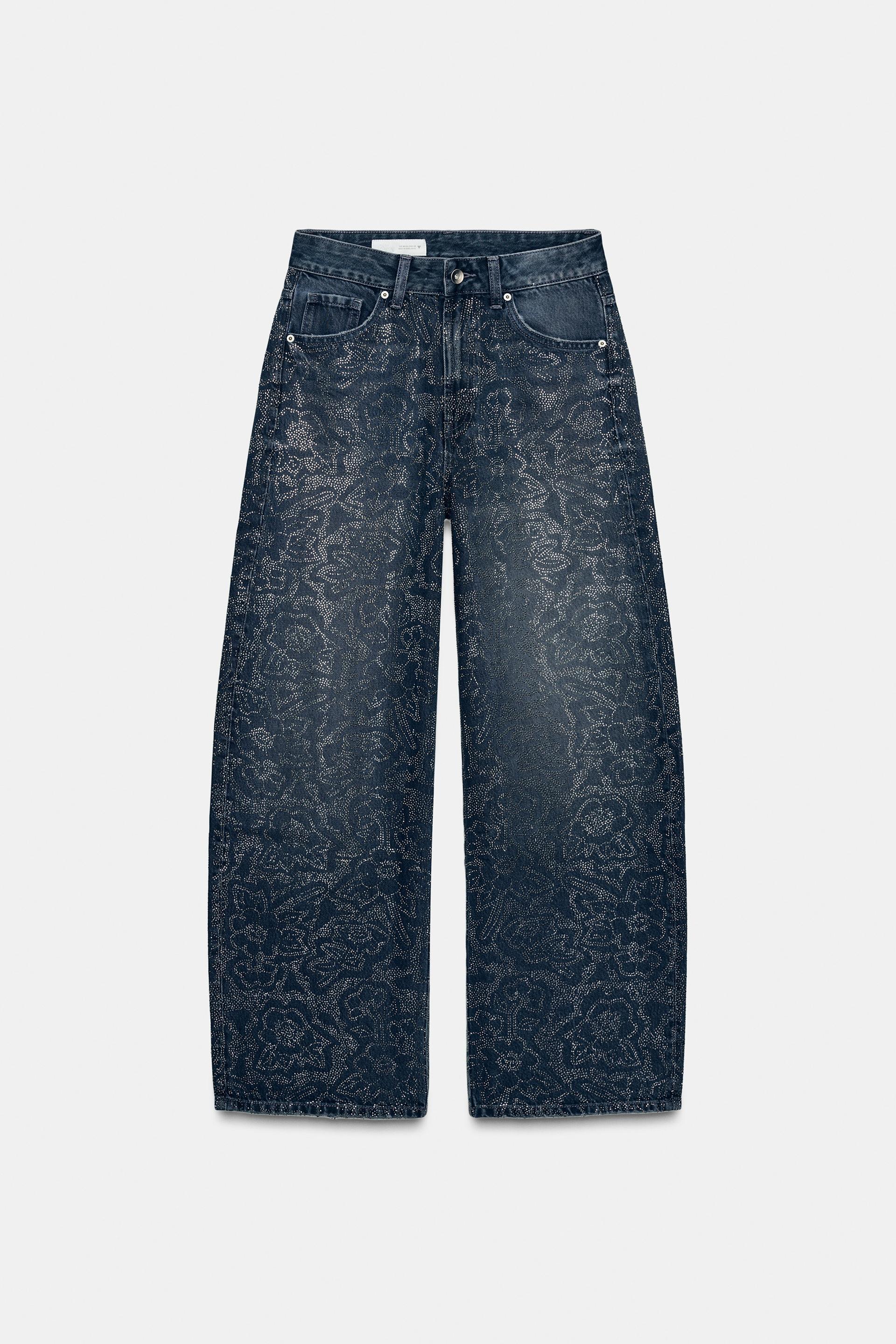 TRF BAGGY RHINESTONE JEANS by ZARA