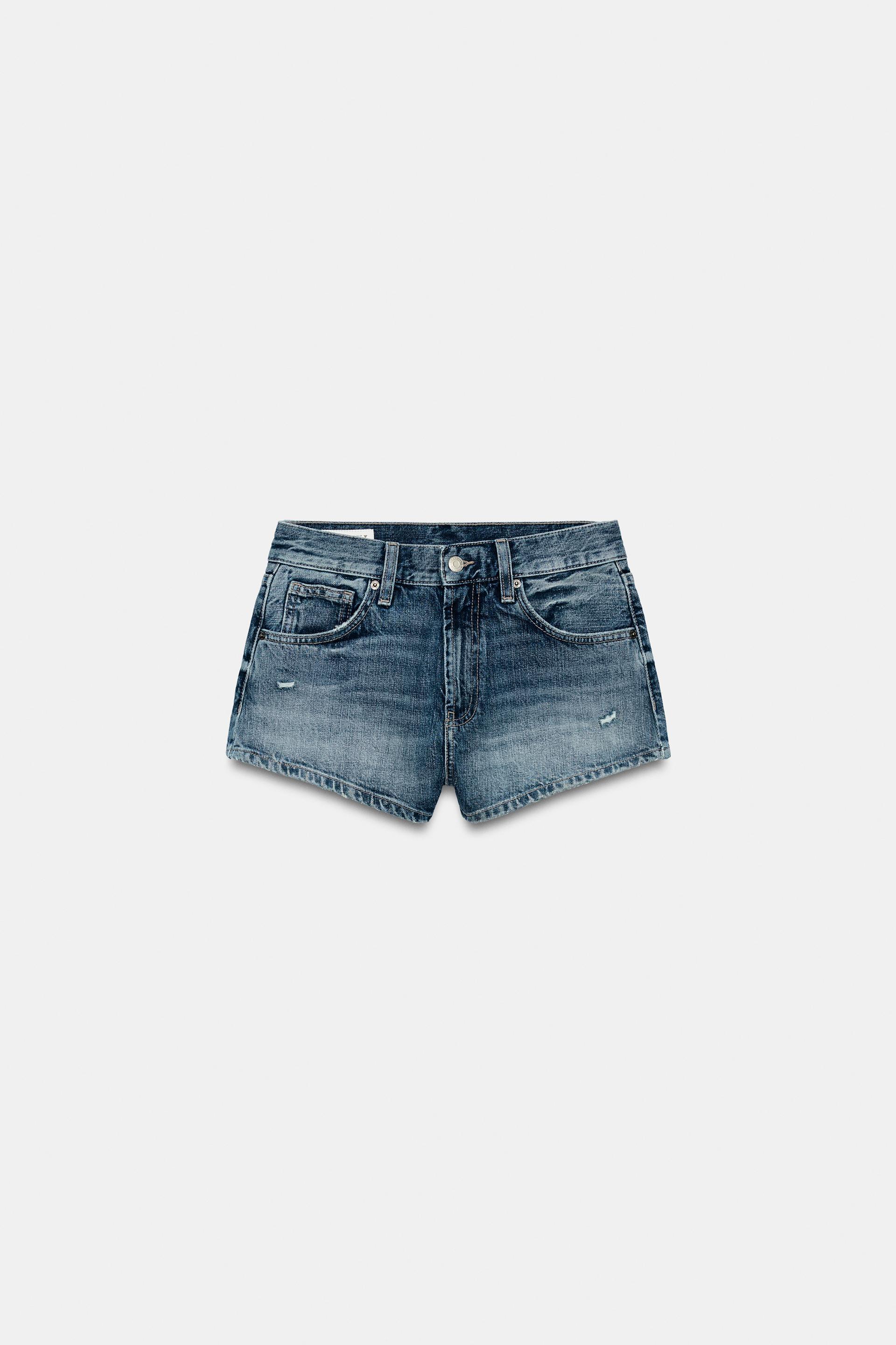 TRF CURVED HIGH-WAIST MINI DENIM SHORTS by ZARA