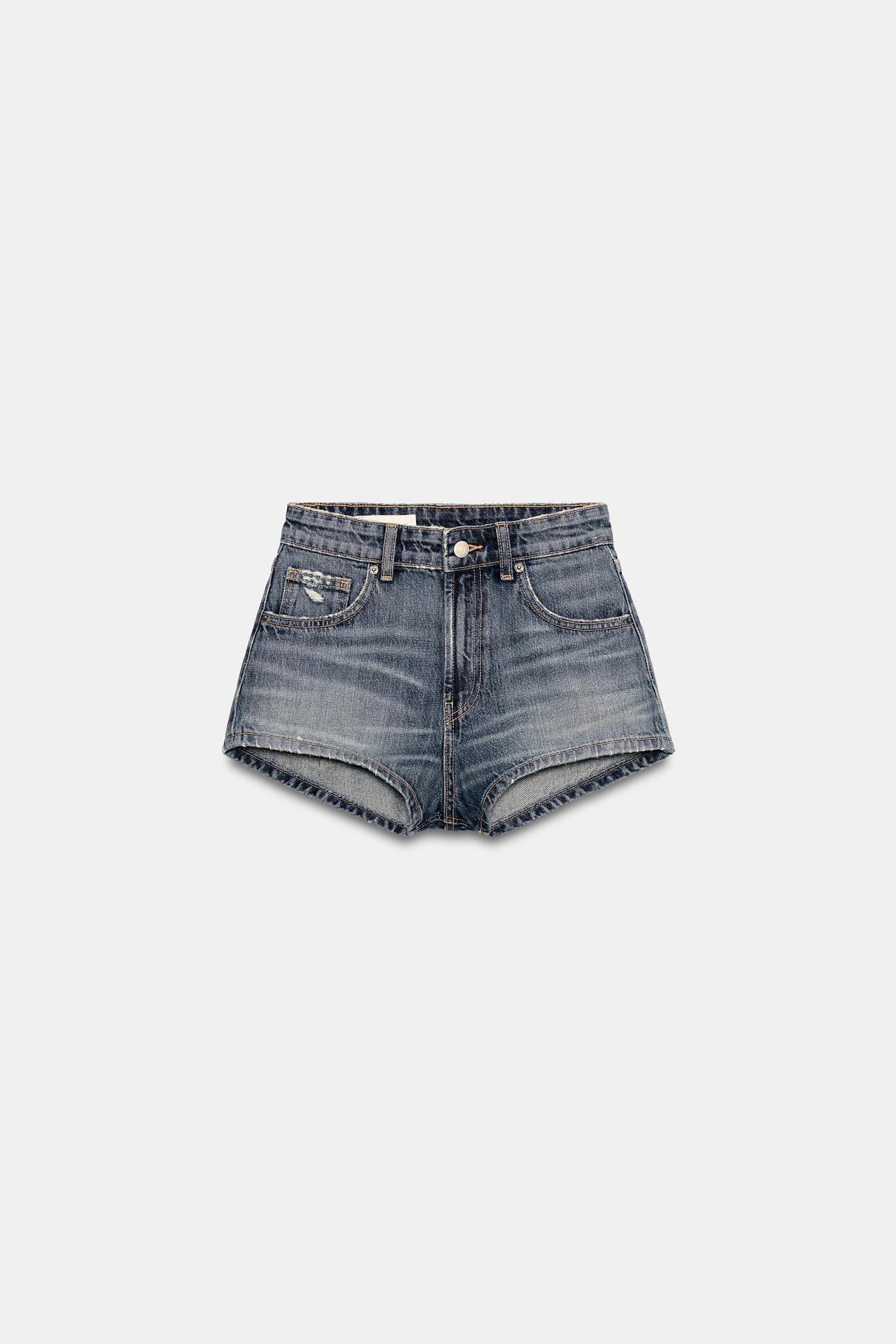 TRF CURVED HIGH-WAIST MINI DENIM SHORTS by ZARA