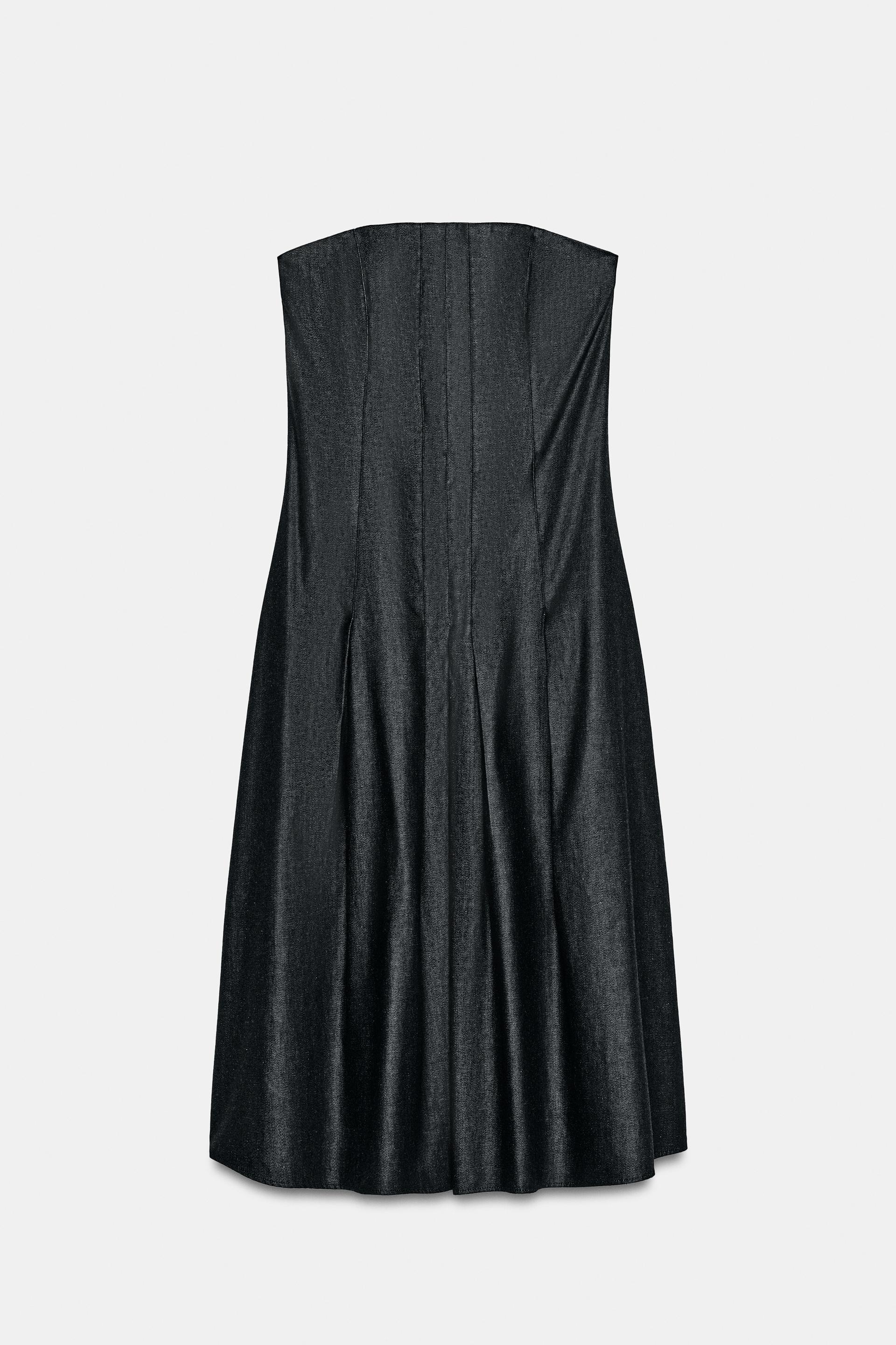 TRF DENIM MIDI DRESS WITH OFF-THE-SHOULDER NECKLINE by ZARA