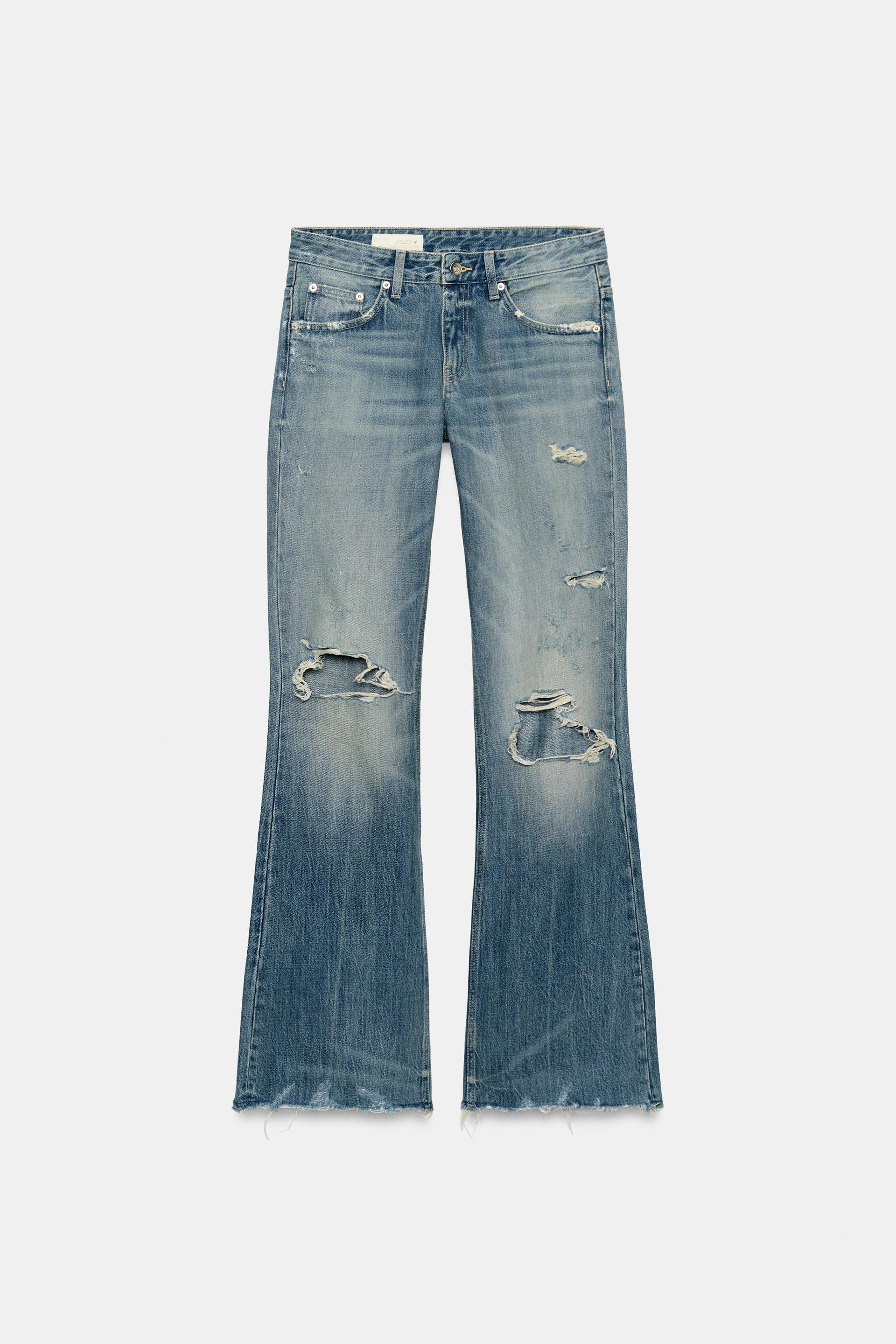 TRF FLARE RIPPED MID-RISE JEANS by ZARA