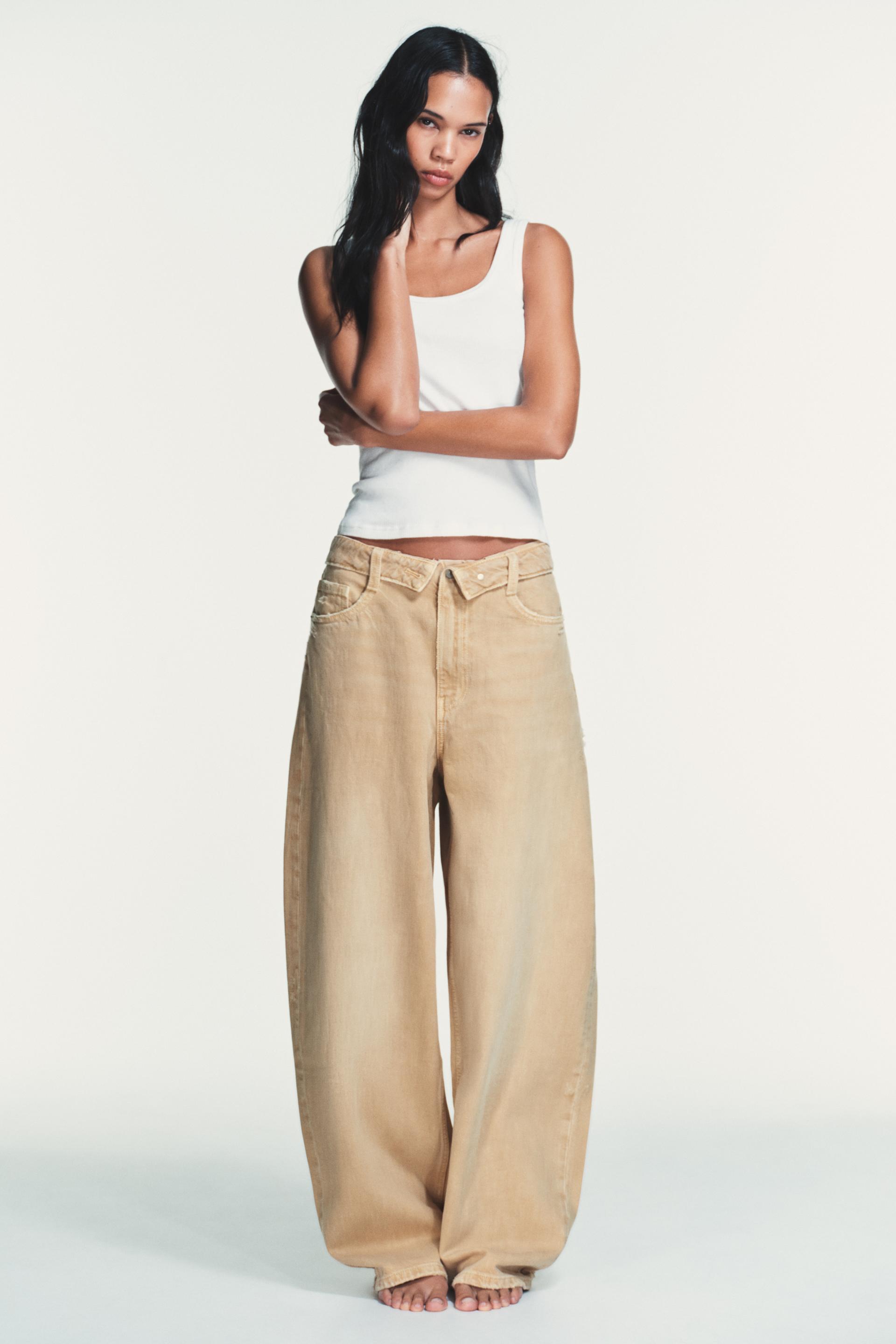 TRF FOLDED WAIST MID-RISE JEANS by ZARA
